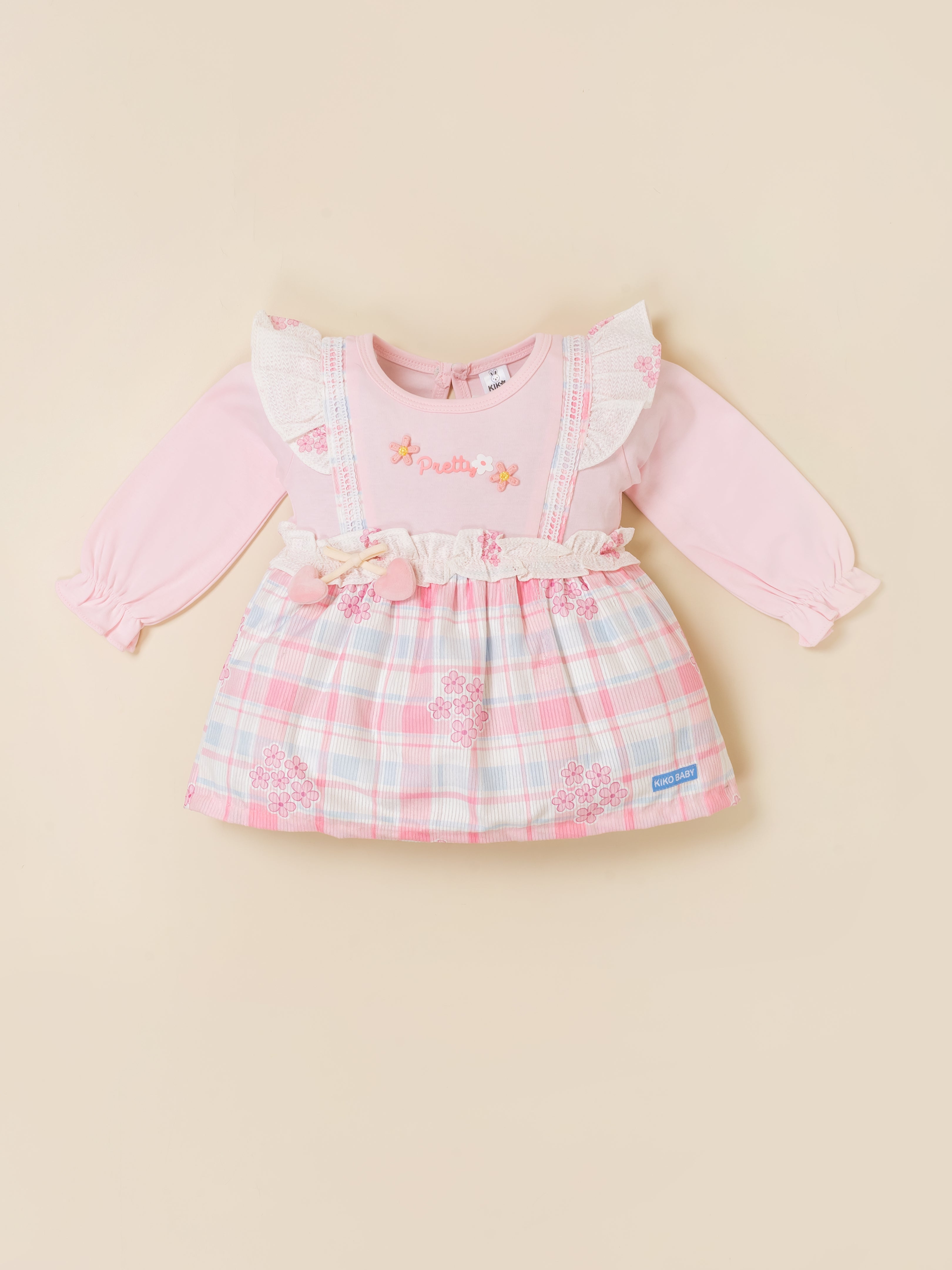 Baby Girls Plaid Frock Top with Leggings Set