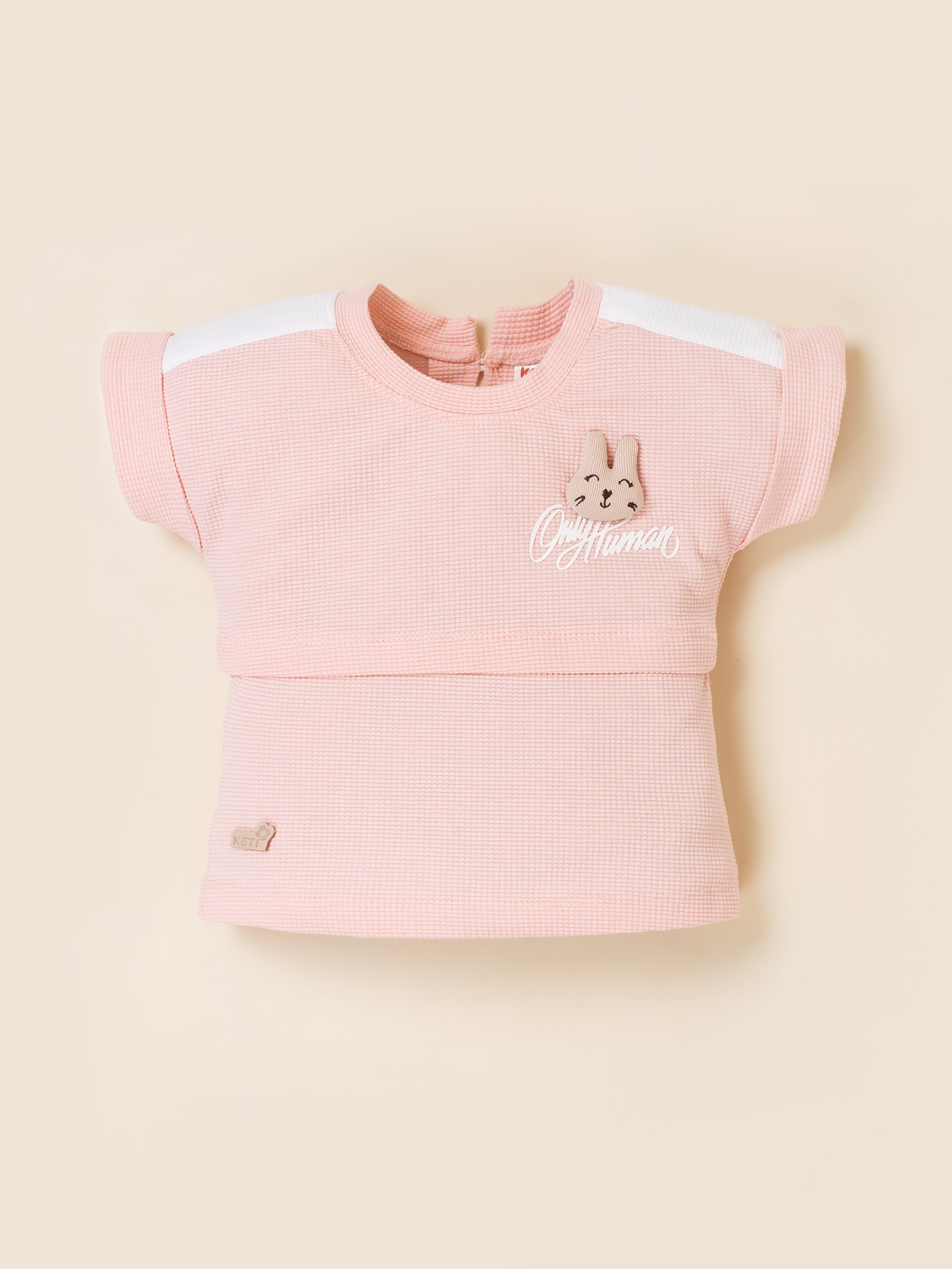 Girls Bunny Print Top with Denim Shorts Clothing Set