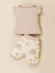 Infant Girl Cotton Top, Bodysuit and Pant Set