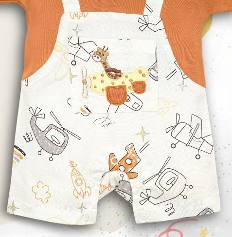 Pompidou Printed Romper Jacket Set For Baby Boys