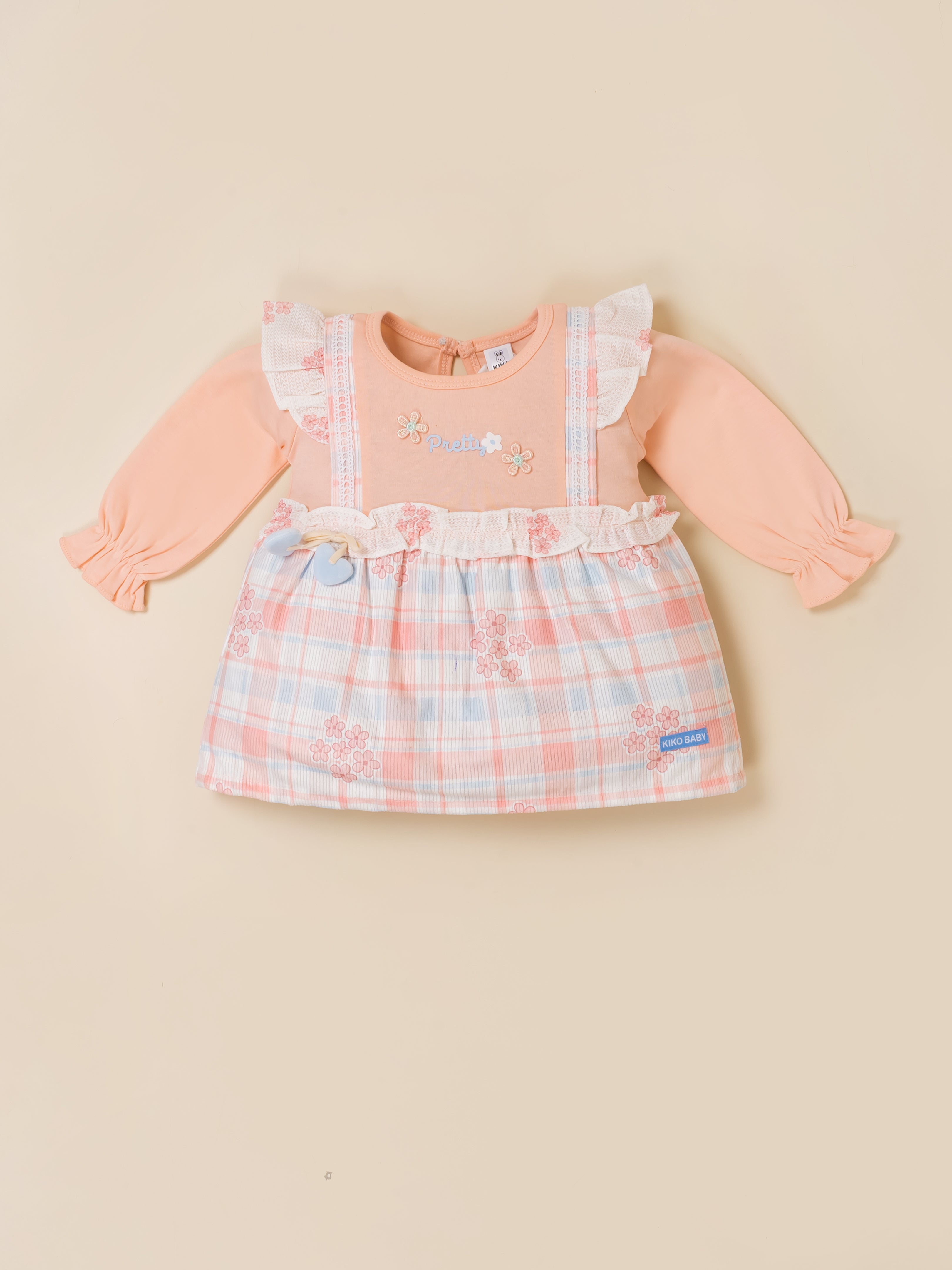 Baby Girls Plaid Frock Top with Leggings Set