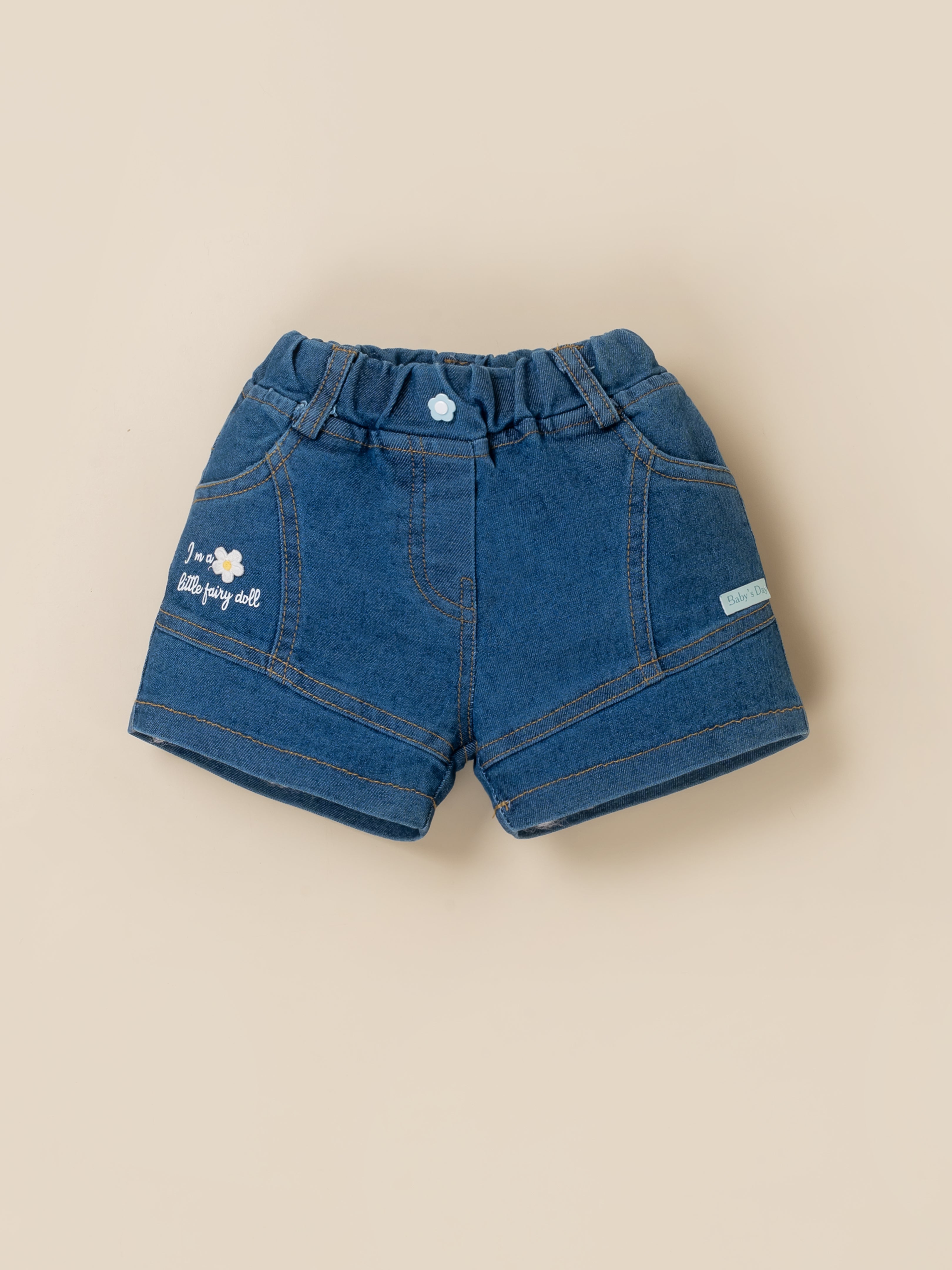 Baby Girls Shirt & Denim Shorts Outfit Set