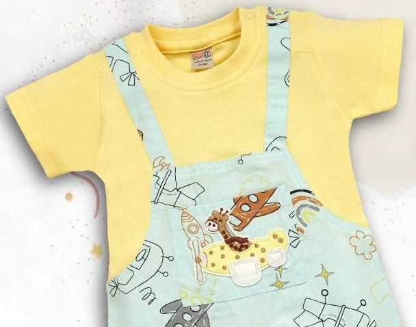 Pompidou Printed Romper Jacket Set For Baby Boys