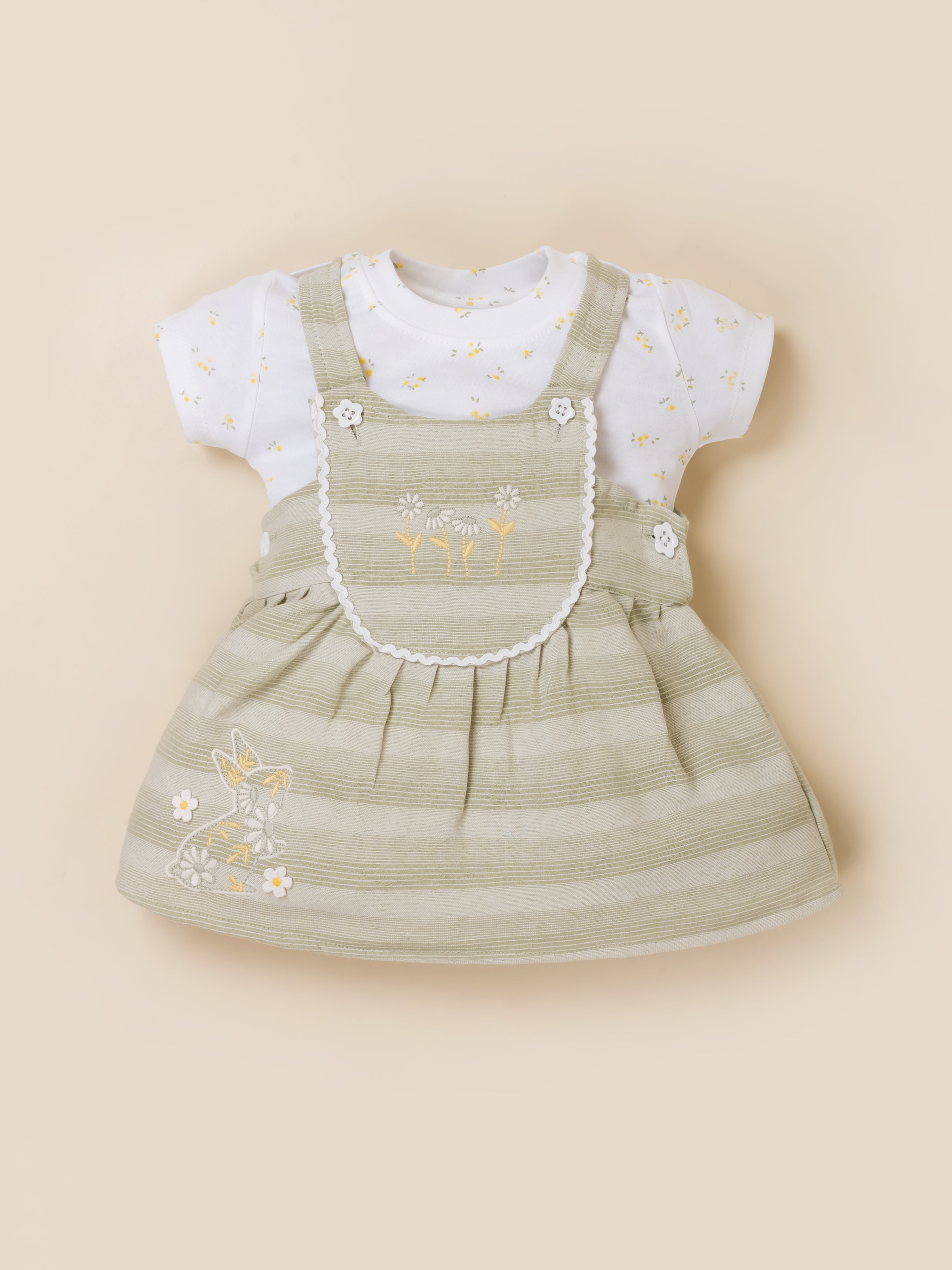 Baby Girls Dungaree Dress Set