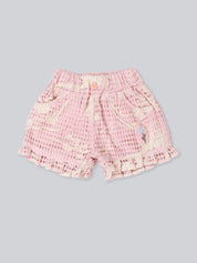 Girl’s Waffle Knit Top & Lace Ruffle Short Set