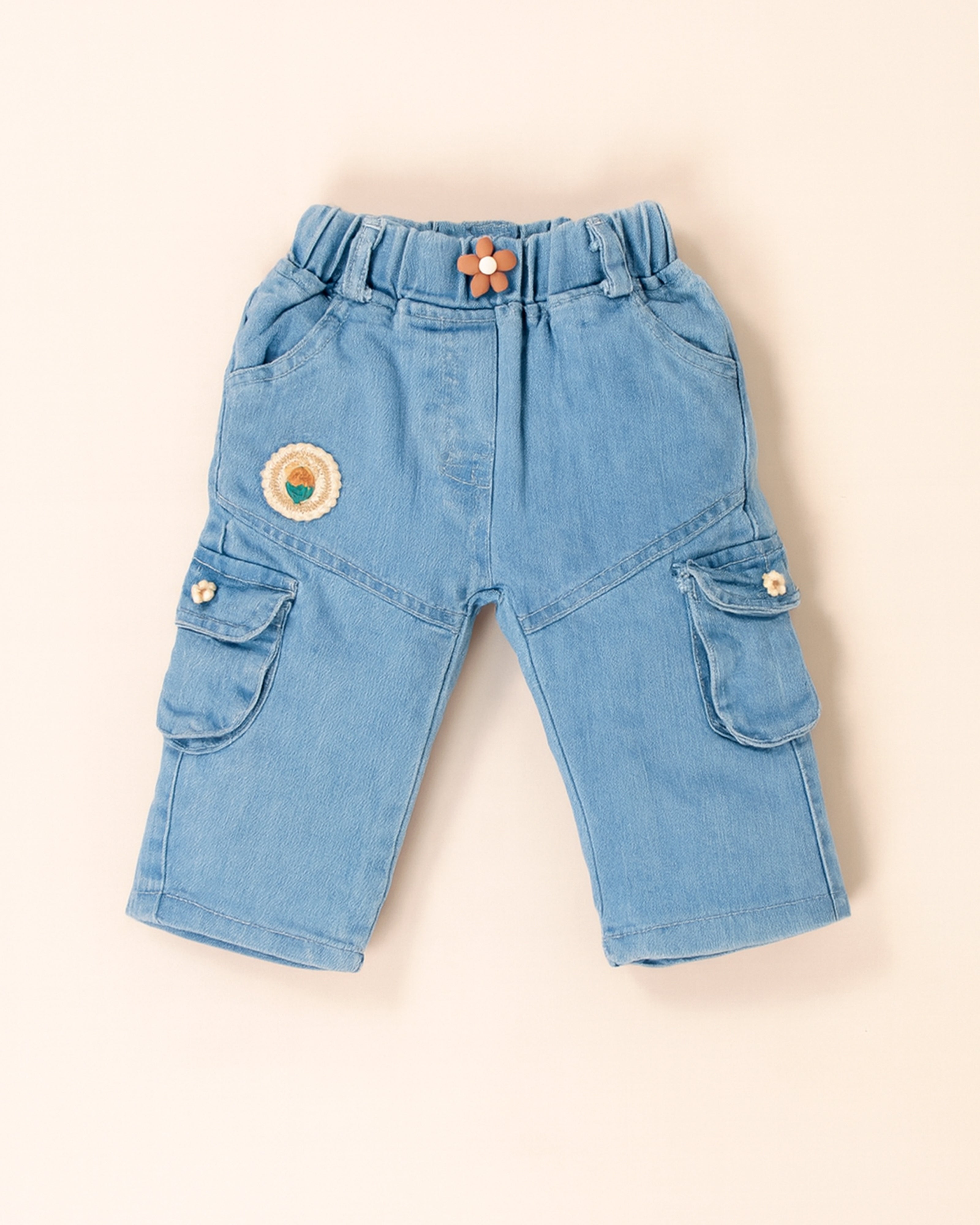 Peplum Top & Denim Cargo Pants Set
