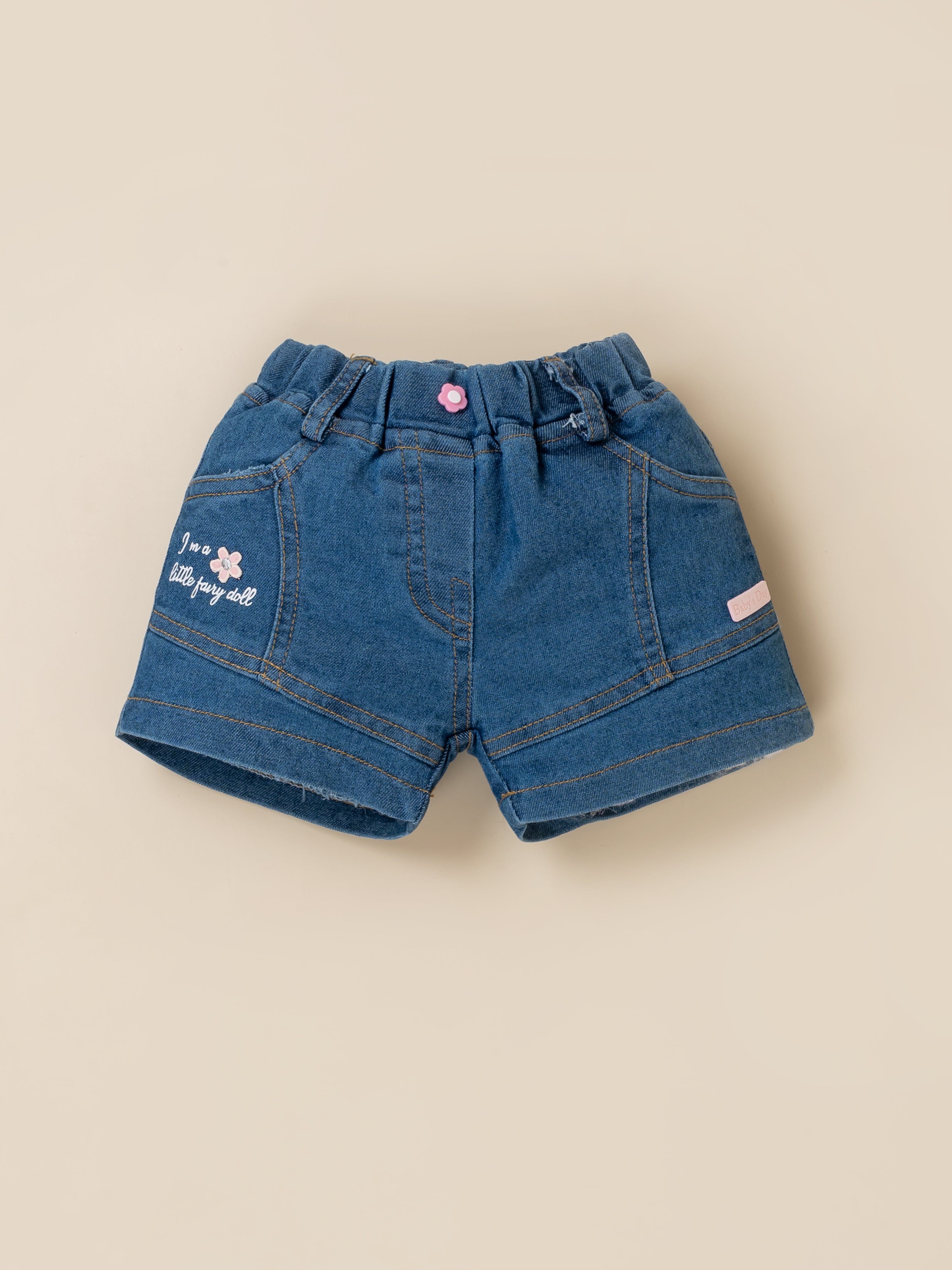 Baby Girls Shirt & Denim Shorts Outfit Set