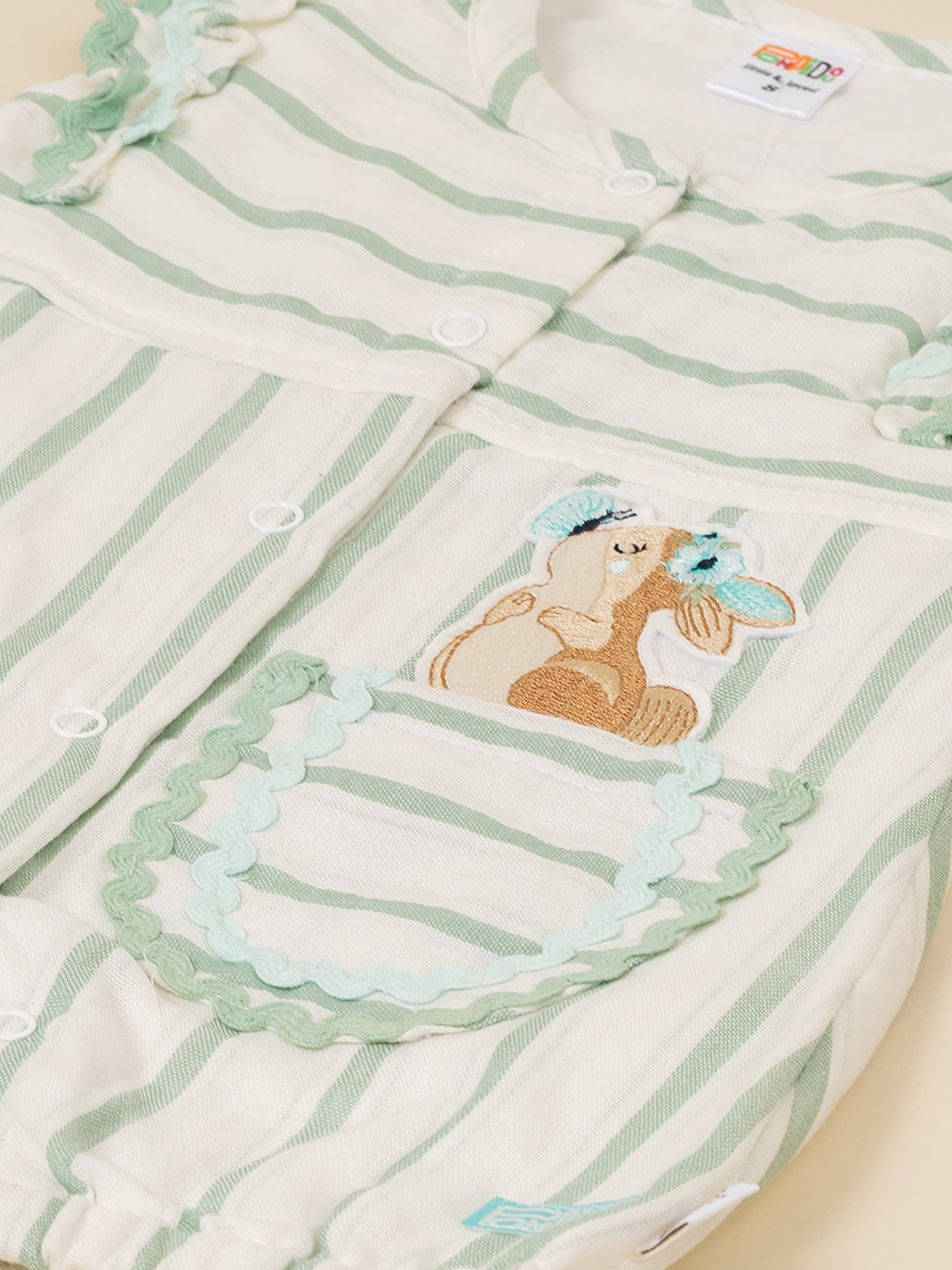 Baby Girls Striped Bunny Jumpsuit Dress