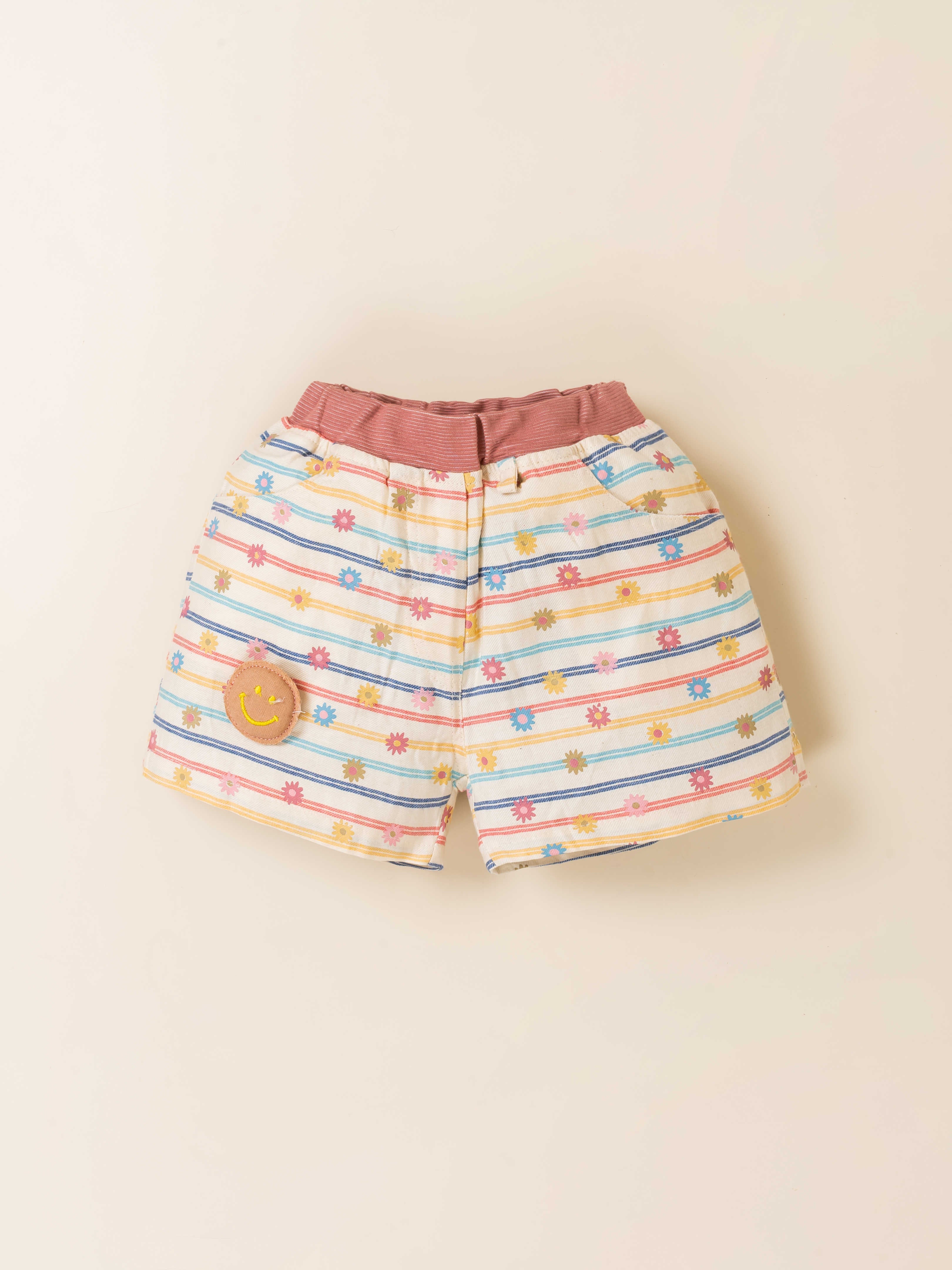 Baby Girl Cord Top & Printed Shorts Set