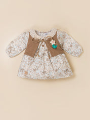 Baby Girls Floral Frock Top with Vest & Bottom Set