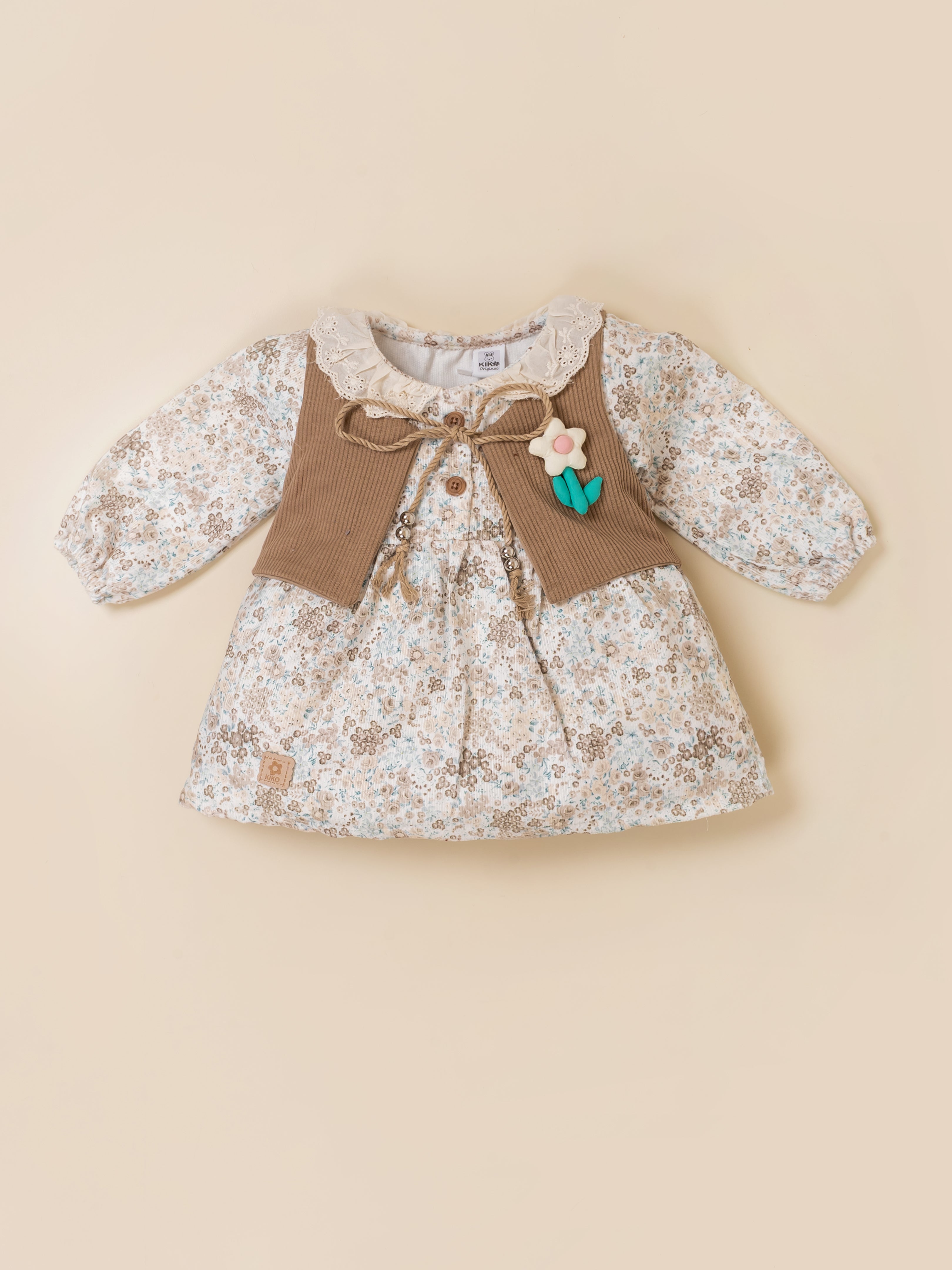 Baby Girls Floral Frock Top with Vest & Bottom Set