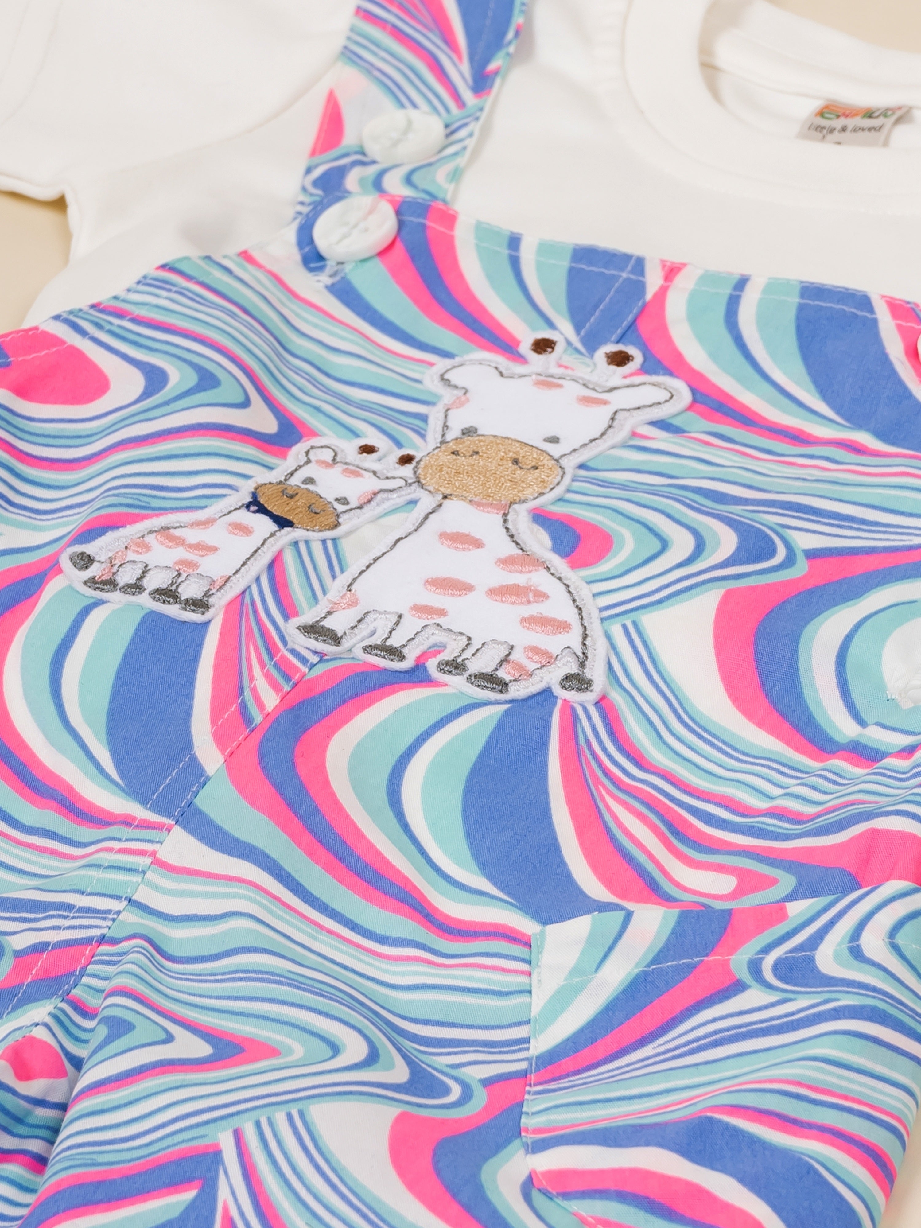 Toddler Boys’ Psychedelic Swirl Giraffe Overall Set