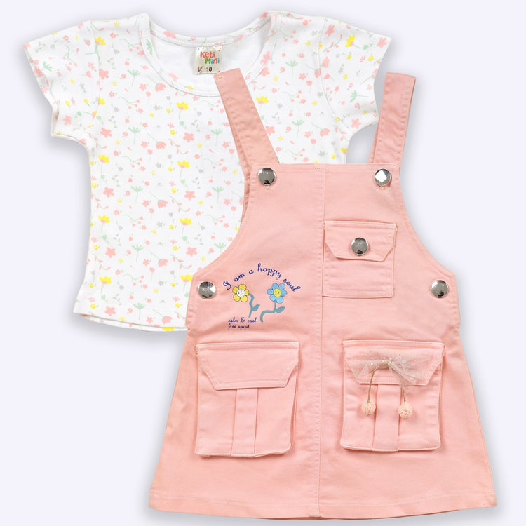 KETI MINI Baby Girls Denim Dungaree and Top Set