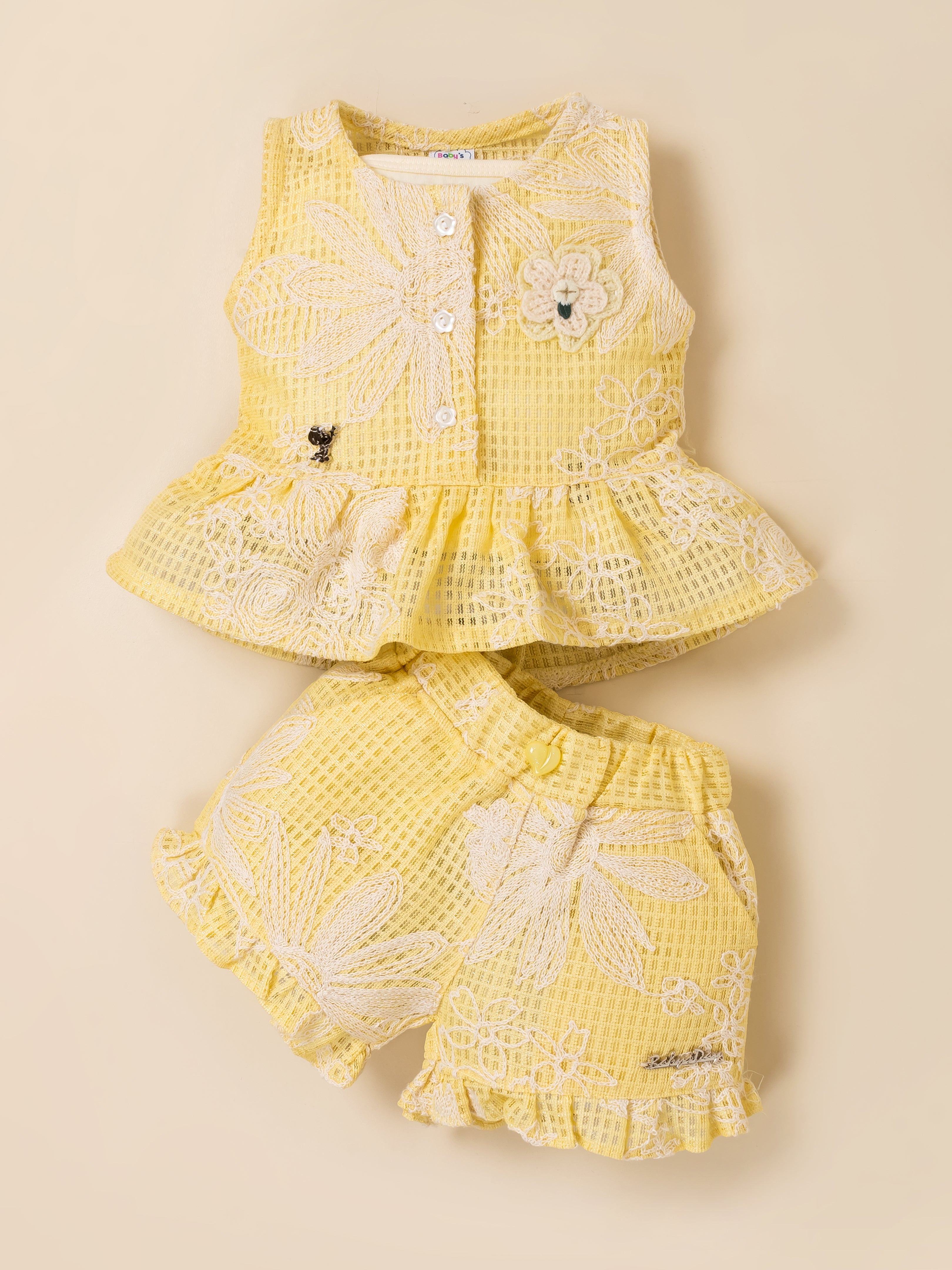 Baby Girls' Top and Ruffle Shorts Set