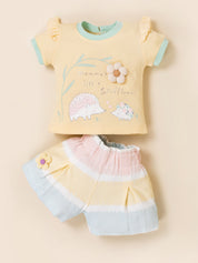 Infant Girls Cotton T-Shirt & Shorts Set