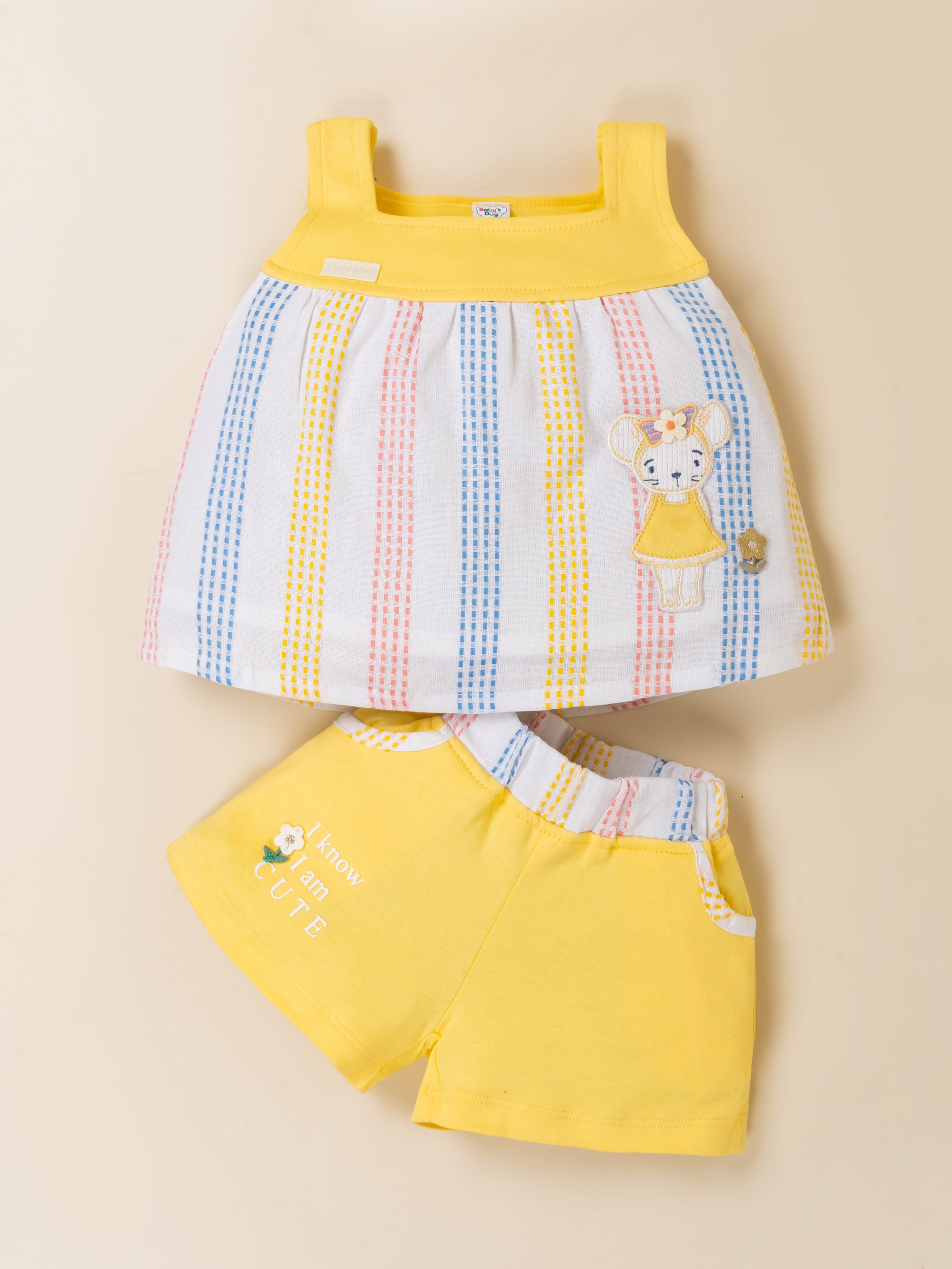 Baby Girls Striped Sleeveless Top & Shorts Set
