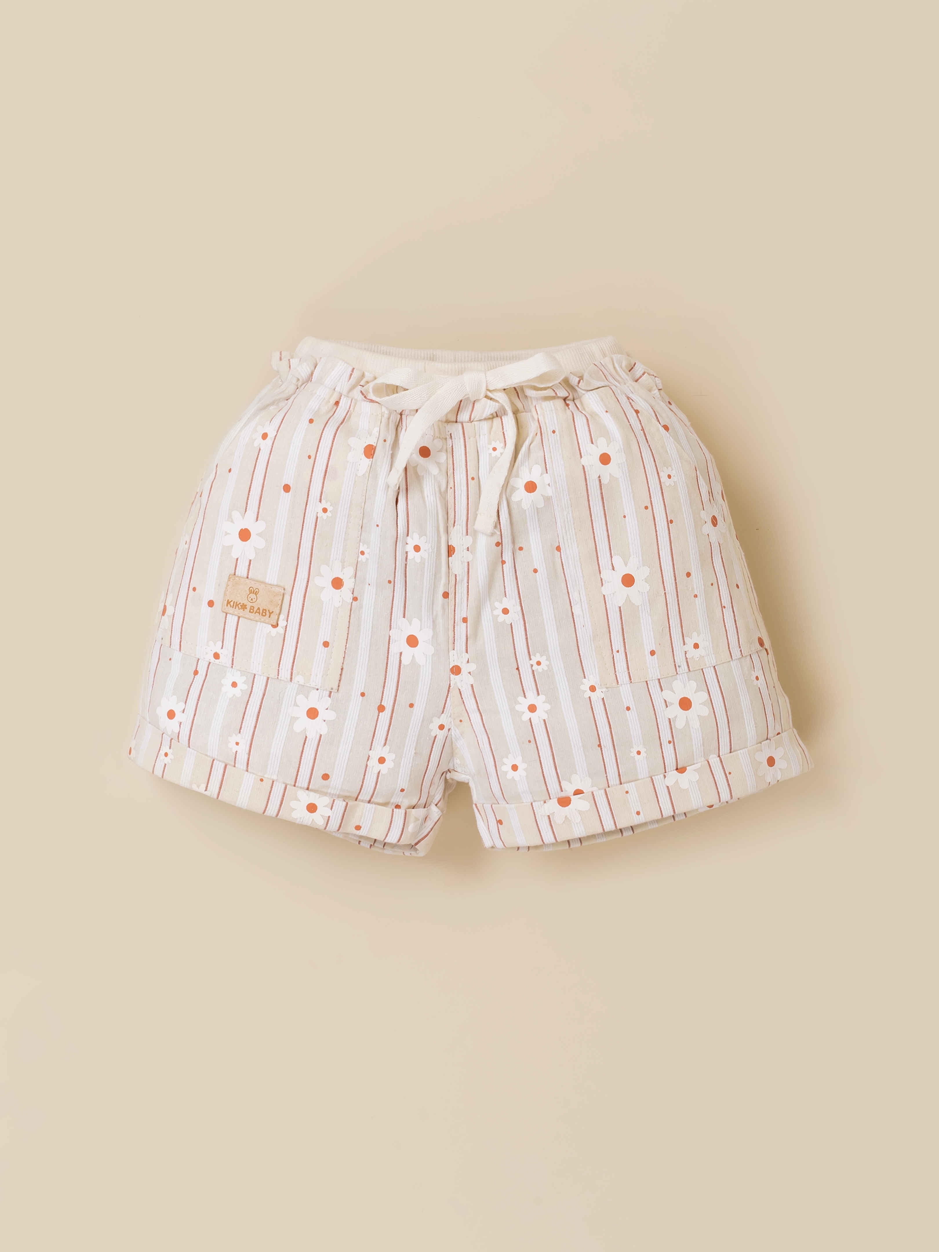 Baby Girls Cotton Top and Striped Shorts Set