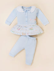 Baby Girls Full Sleeve Frock Top & Bottom Set