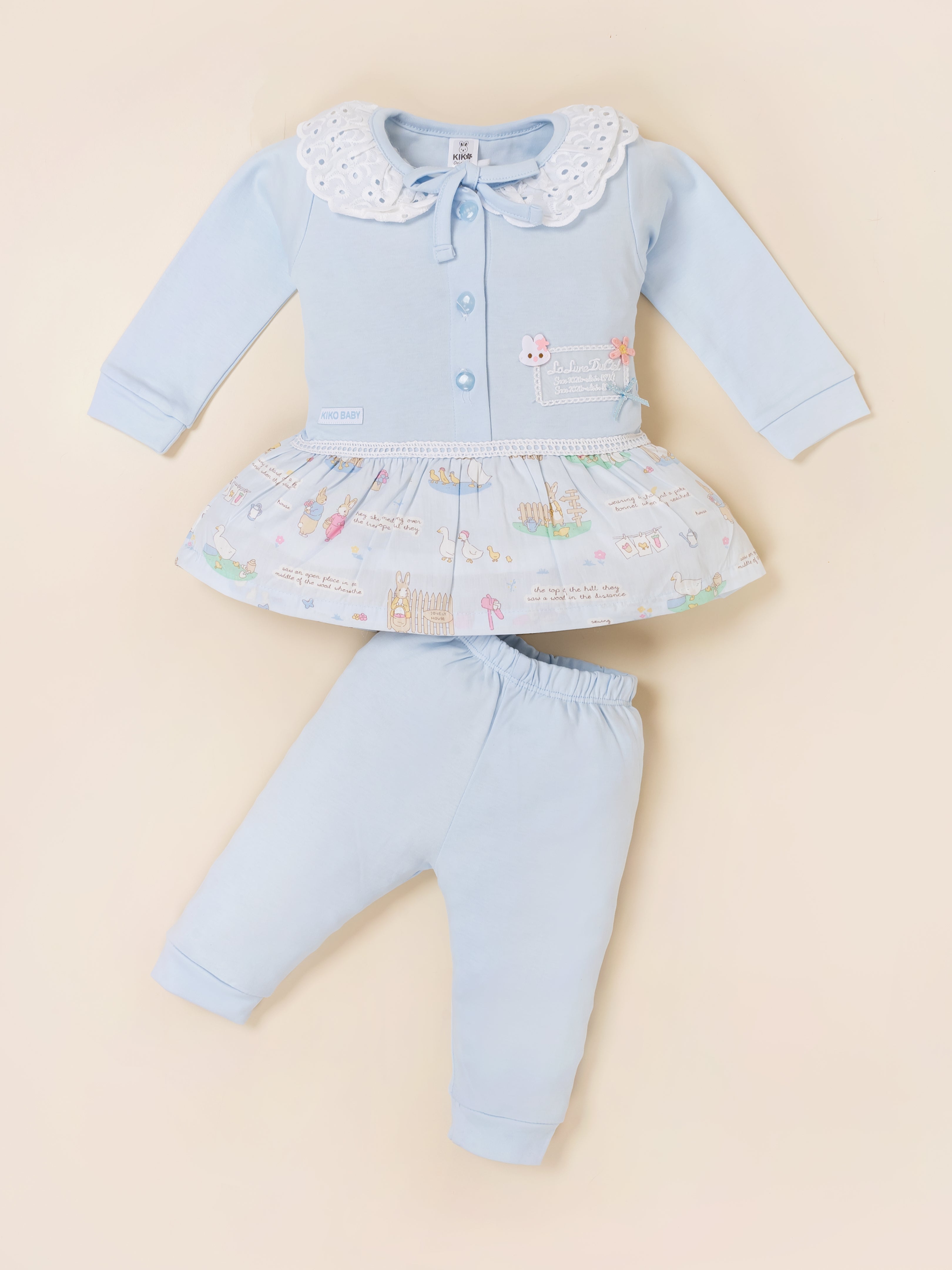 Baby Girls Full Sleeve Frock Top & Bottom Set