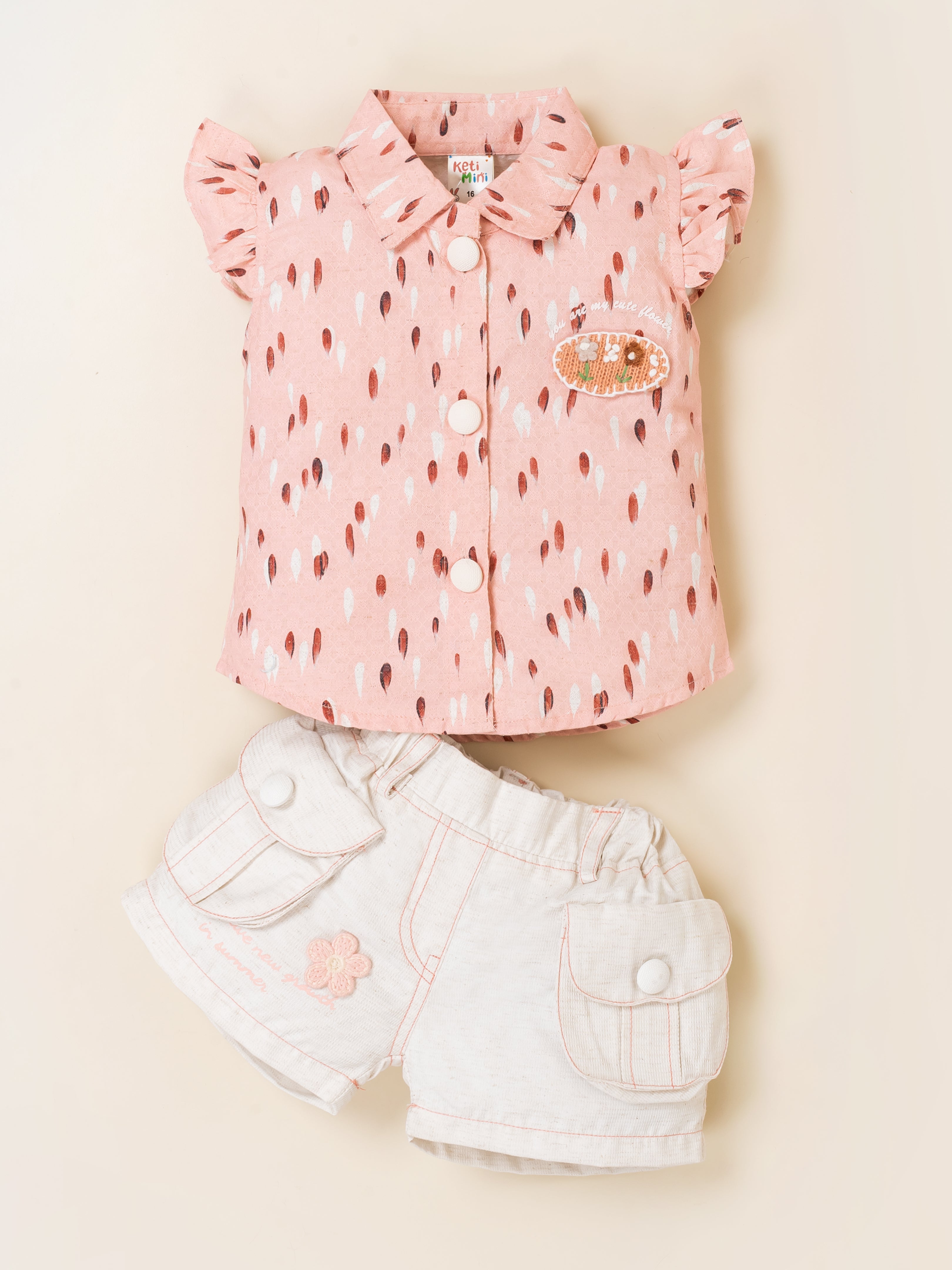 Girls Top with Pocket Shorts Clothing Set