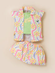Kids Top, T-Shirt & Skirt 3-Piece Outfit Set
