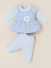 Baby Girls Dungaree Dress with Leggings Set