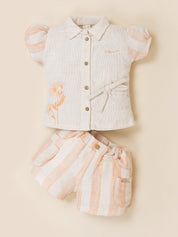 Girls Floral Embroidered Summer Co-ord Set