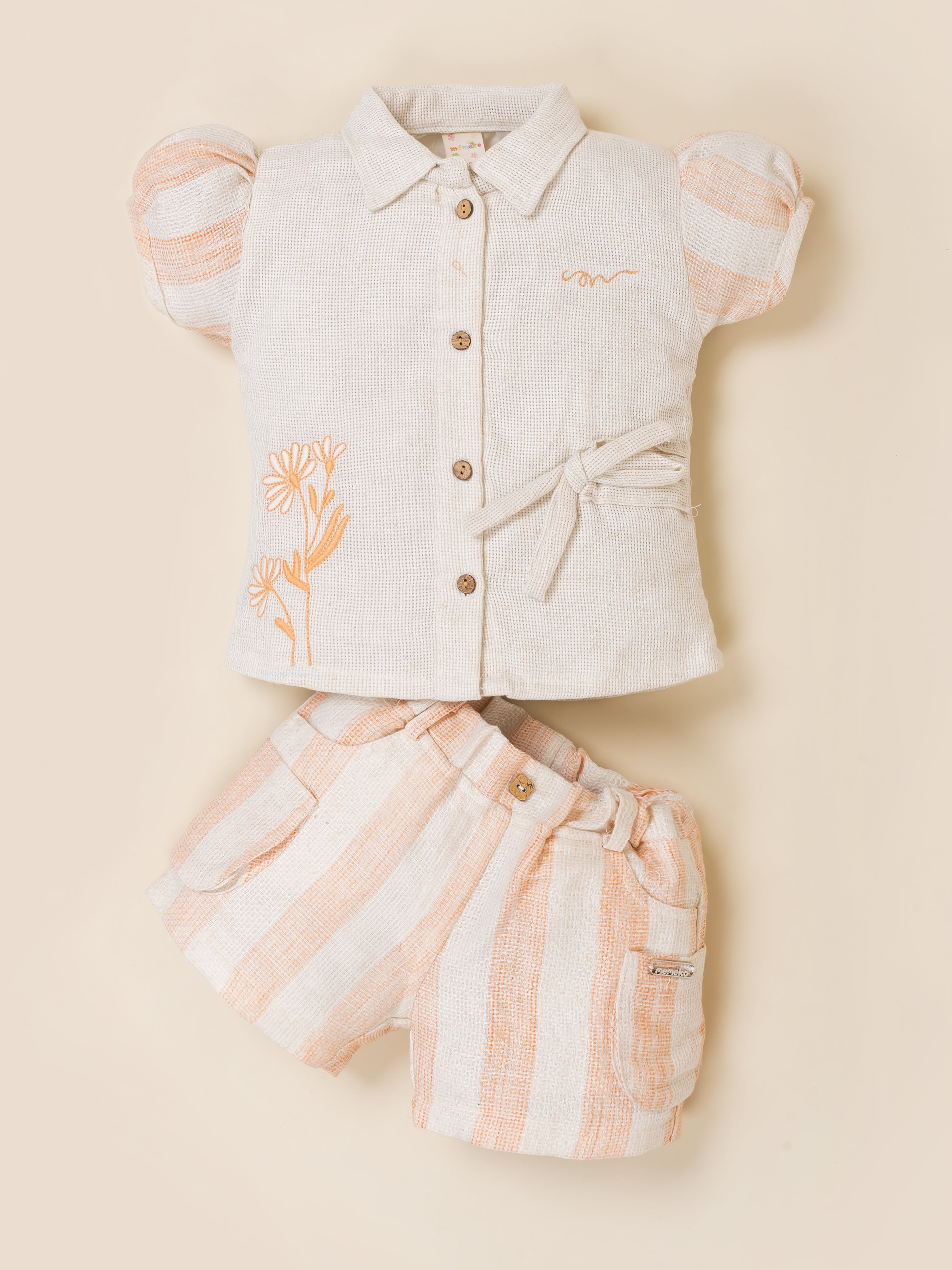 Girls Floral Embroidered Summer Co-ord Set