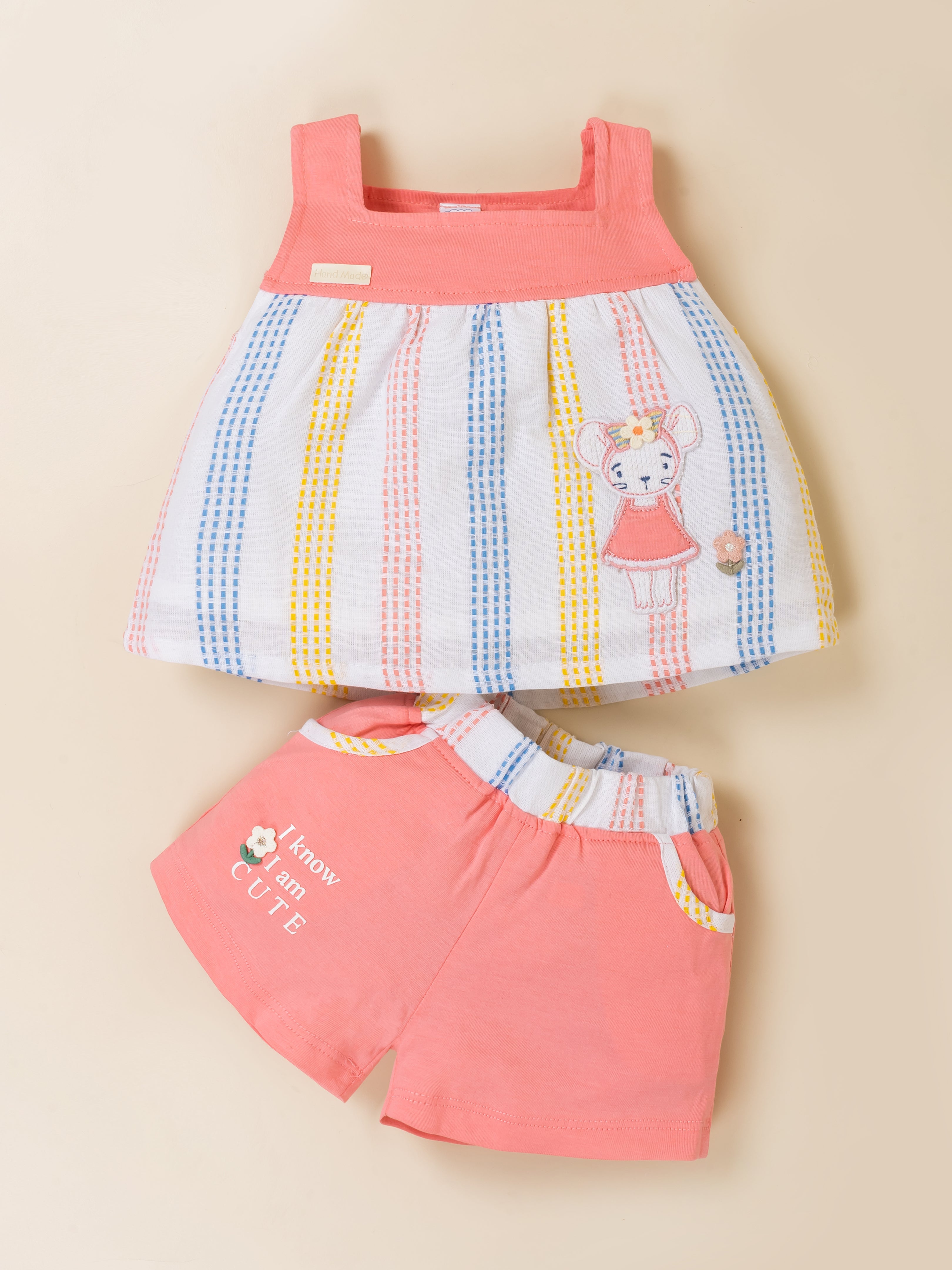 Baby Girls Striped Sleeveless Top & Shorts Set