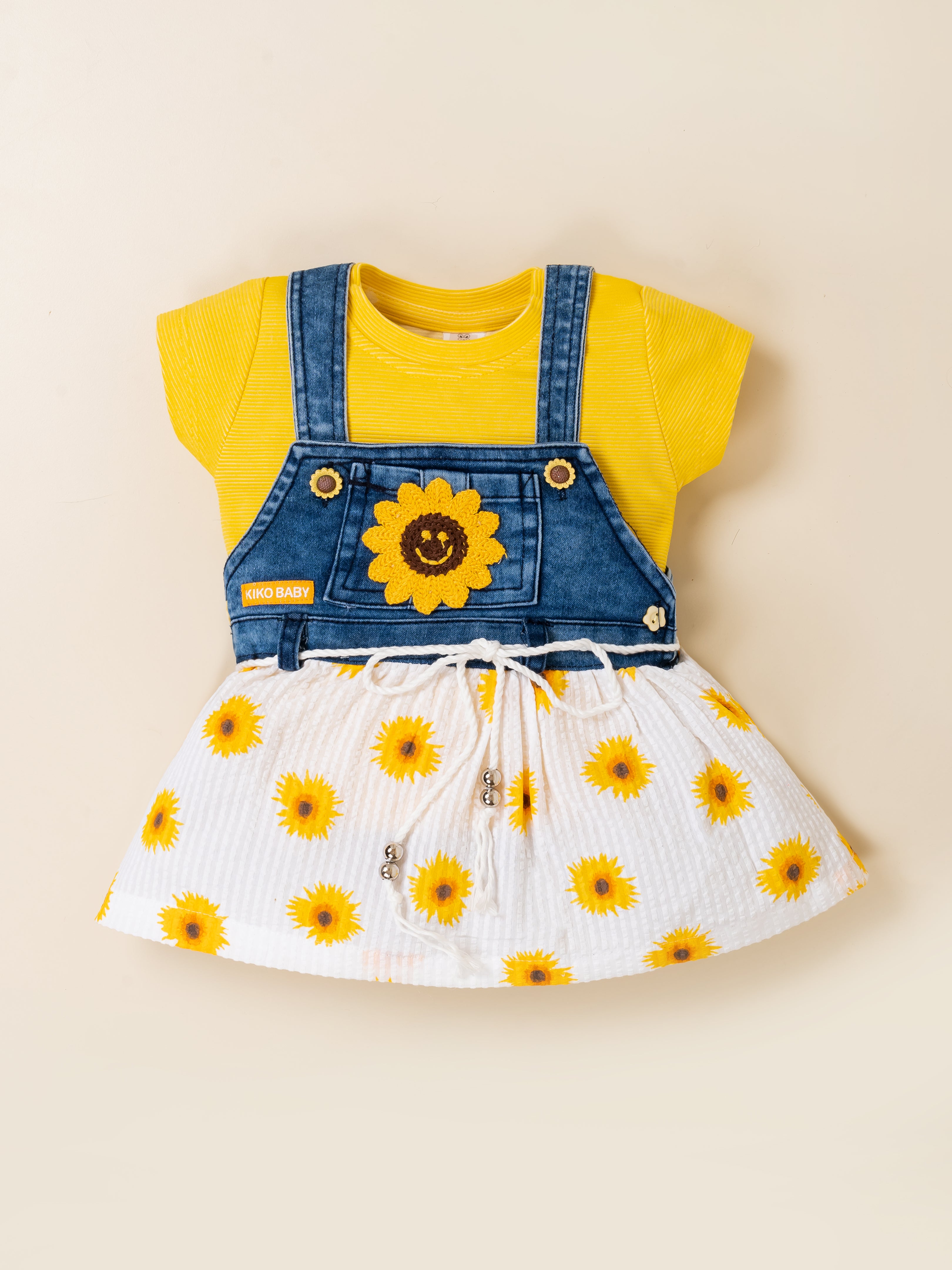 Baby Girl Top & Denim Dungaree Dress Set