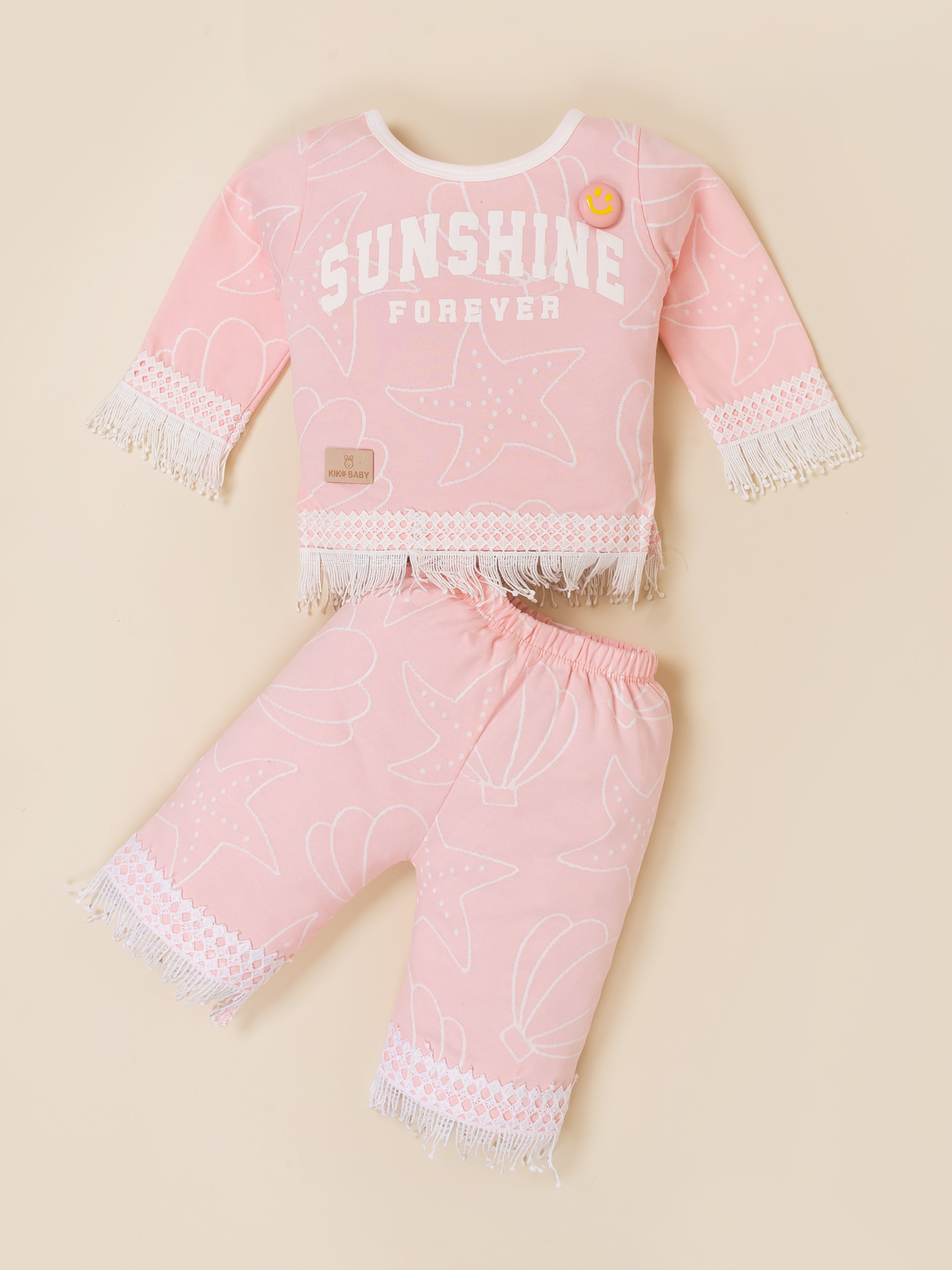Baby Girls Graphic Printed Top and Matching Pants Set