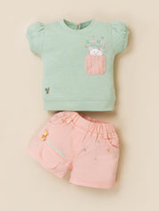 Baby Girls Printed T-Shirt & Shorts Clothing Set
