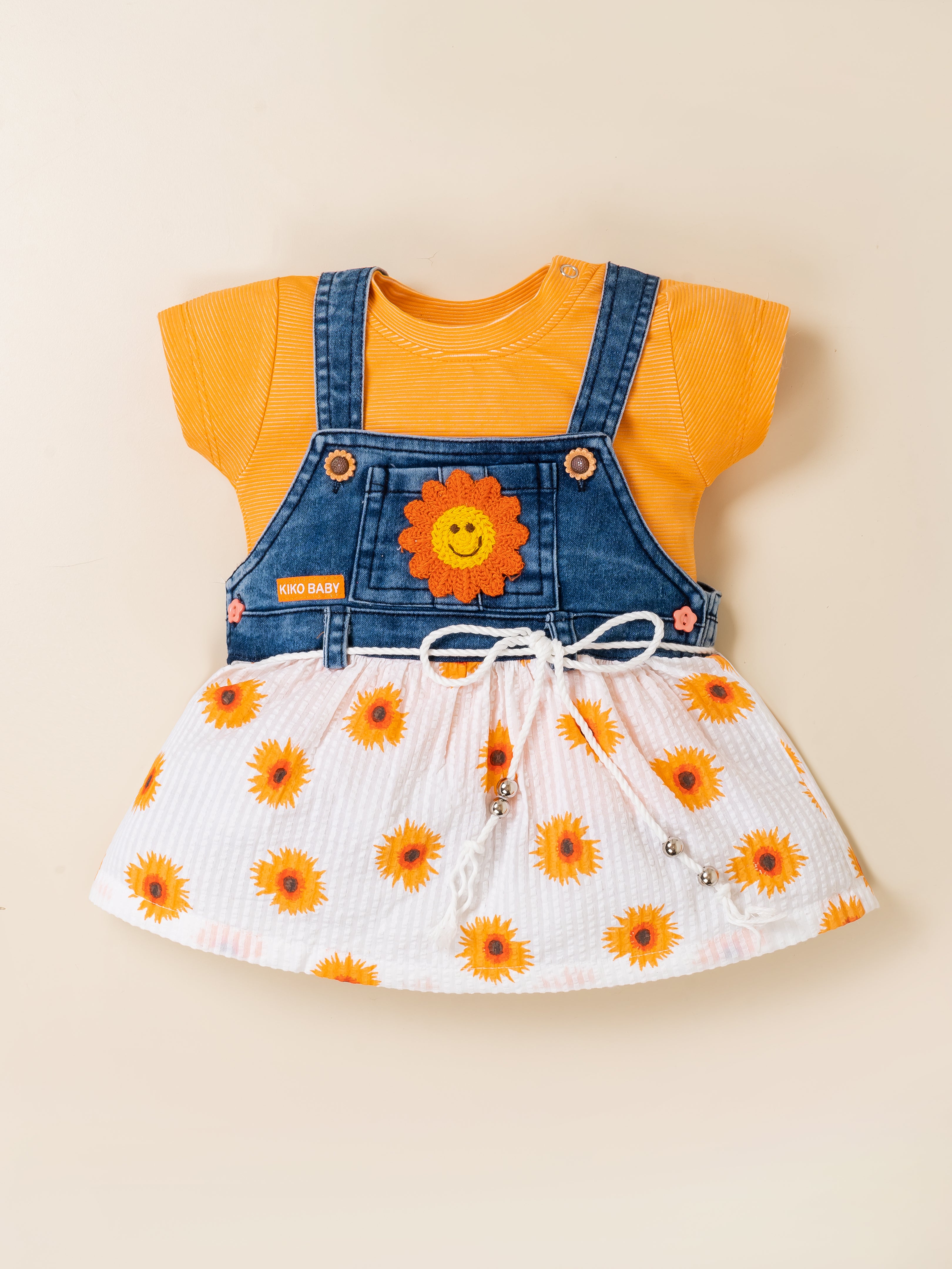 Baby Girl Top & Denim Dungaree Dress Set
