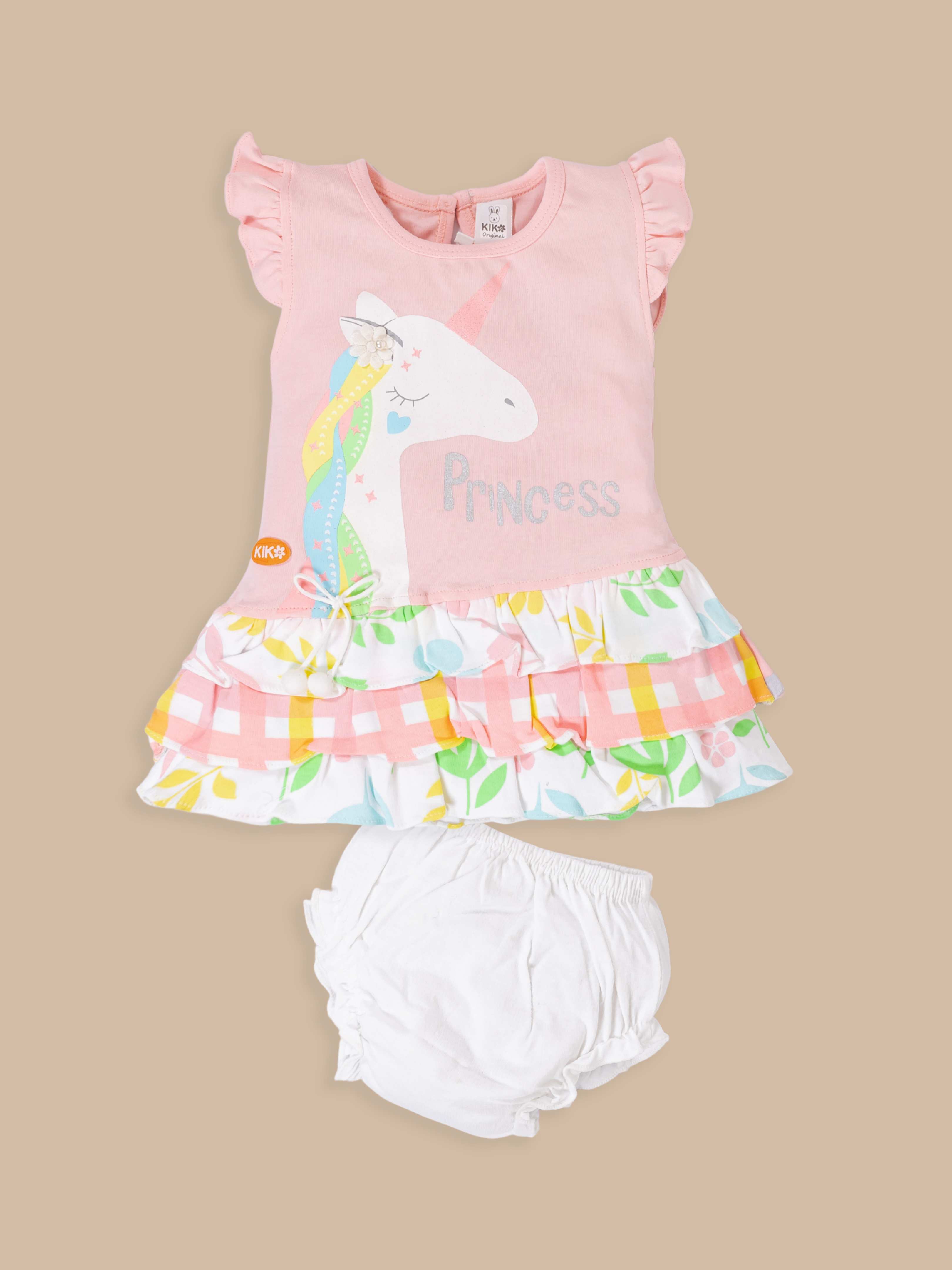 Toddler Girls Unicorn Princess Ruffle Dress – Flutter Sleeve Tiered Frock Outfit