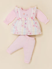 Baby Girls Floral Print Frock Top with Bottom Set