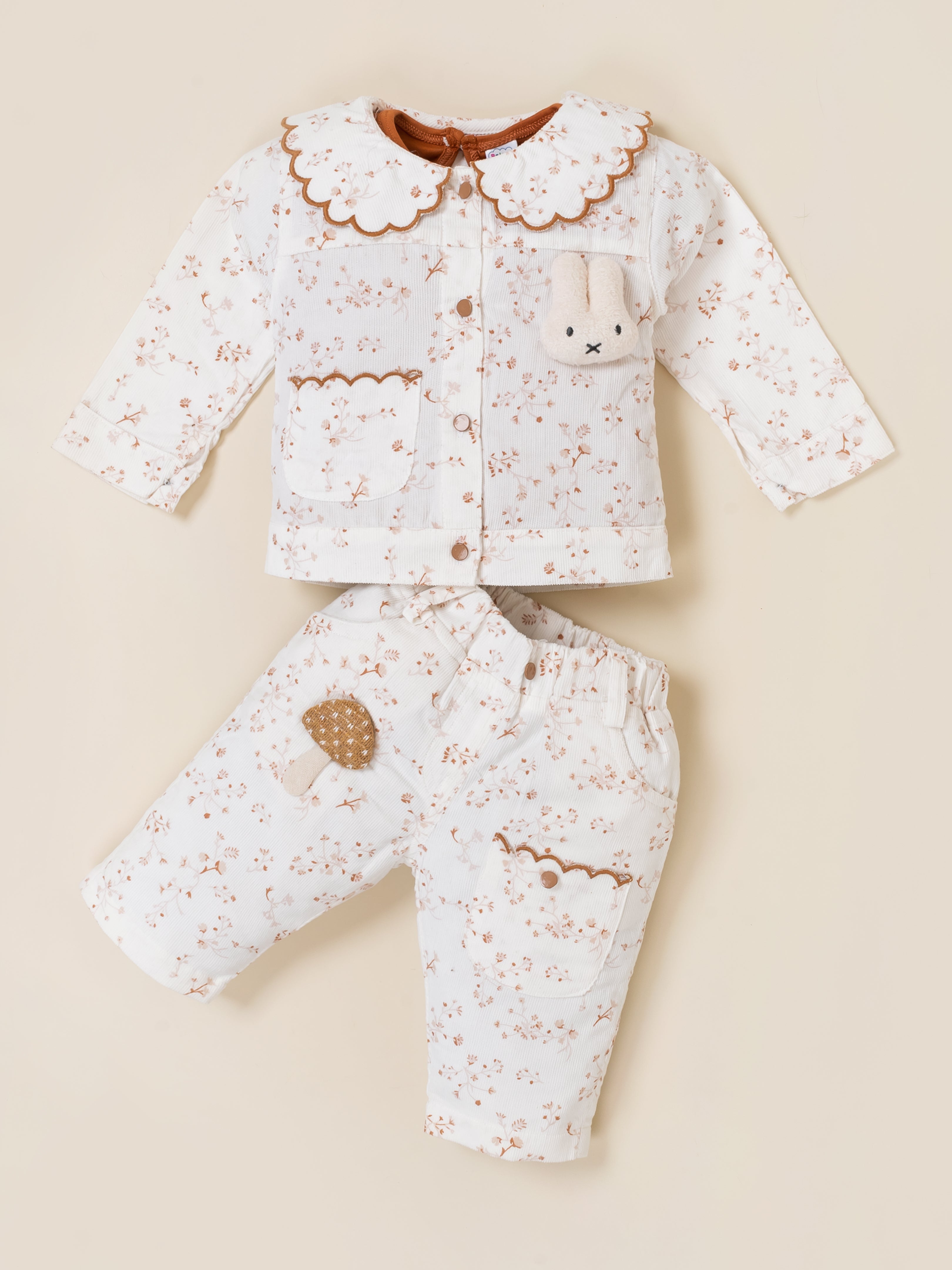 Baby Girl Jacket with Inner Top and pant Set