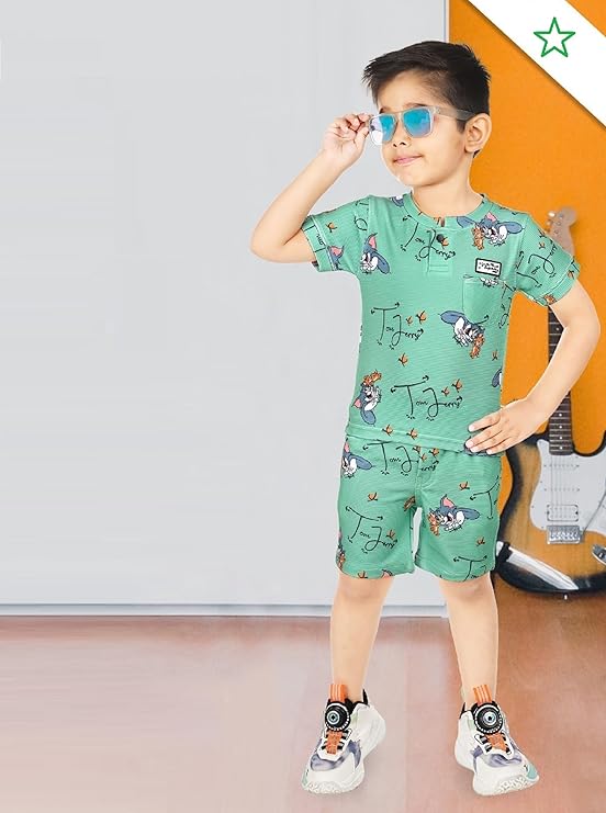 CHOO CHOO Boys Cotton Printed T-shirt and shorts