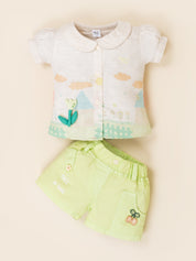 Baby Girls Printed Shirt & Shorts Outfit