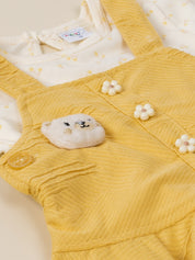 Dungaree with Printed Top & Pants Set
