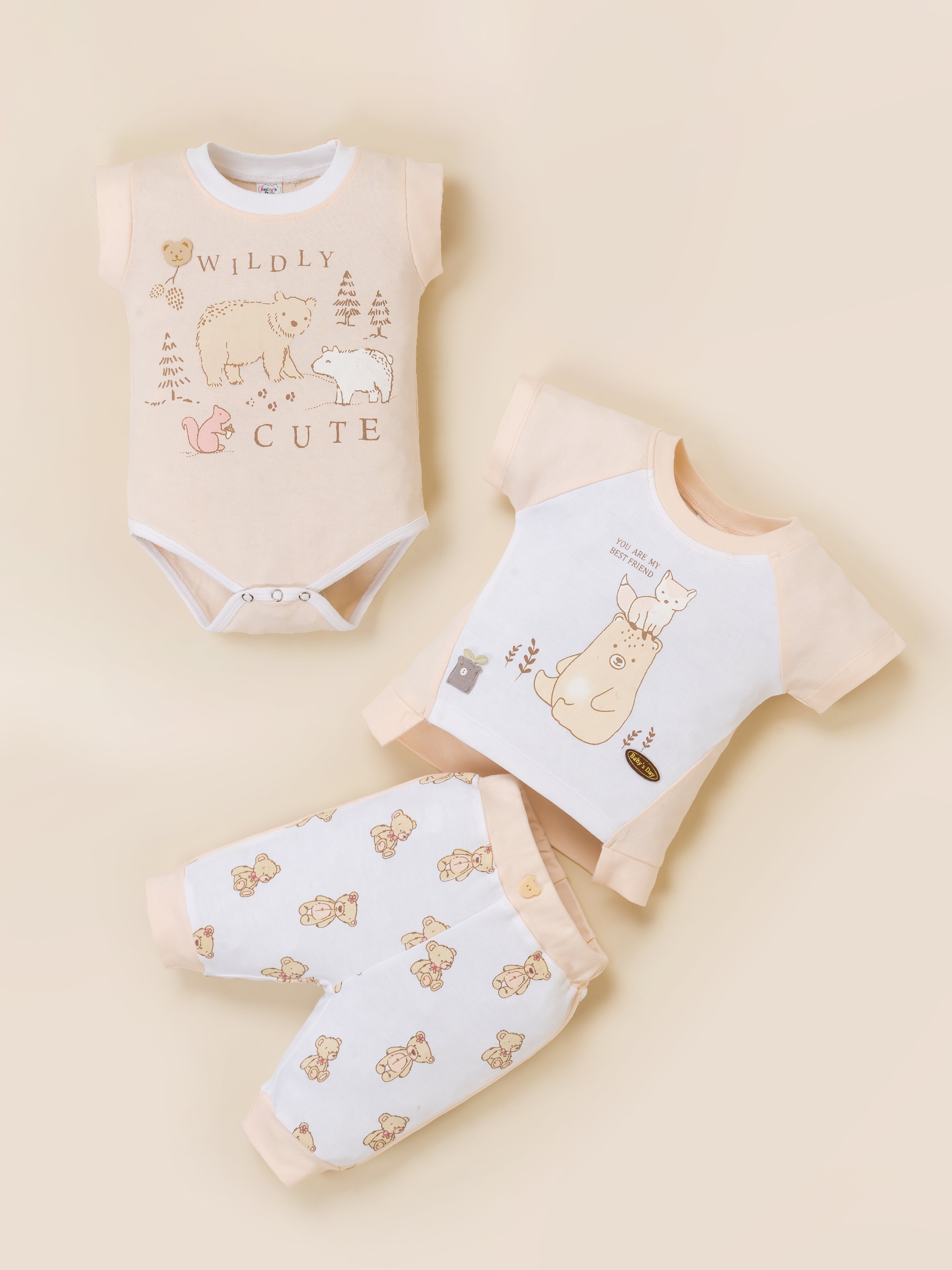 Baby Girl Clothing Set with Top, Shorts & Bodysuit
