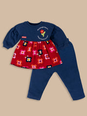 Baby Girls Casual Floral Printed Full Top & Pant