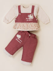 Girls Top and Wide Leg Pant with Sleeveless Overlay