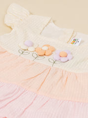 Baby Girls Floral Applique Colorblock Dress