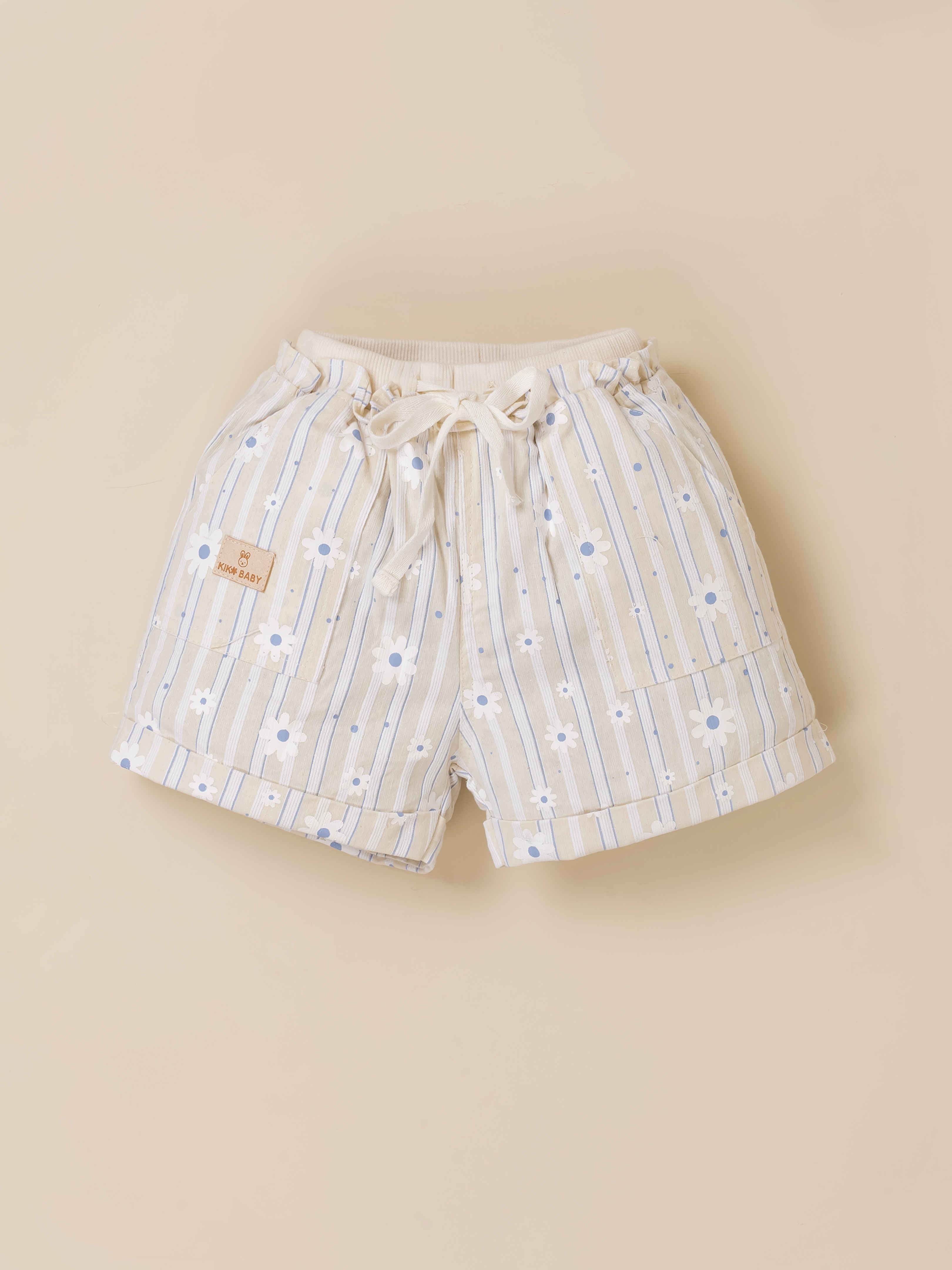 Baby Girls Cotton Top and Striped Shorts Set