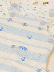 Baby Girls 2-Piece Striped Dungaree Dress & Floral Top Set