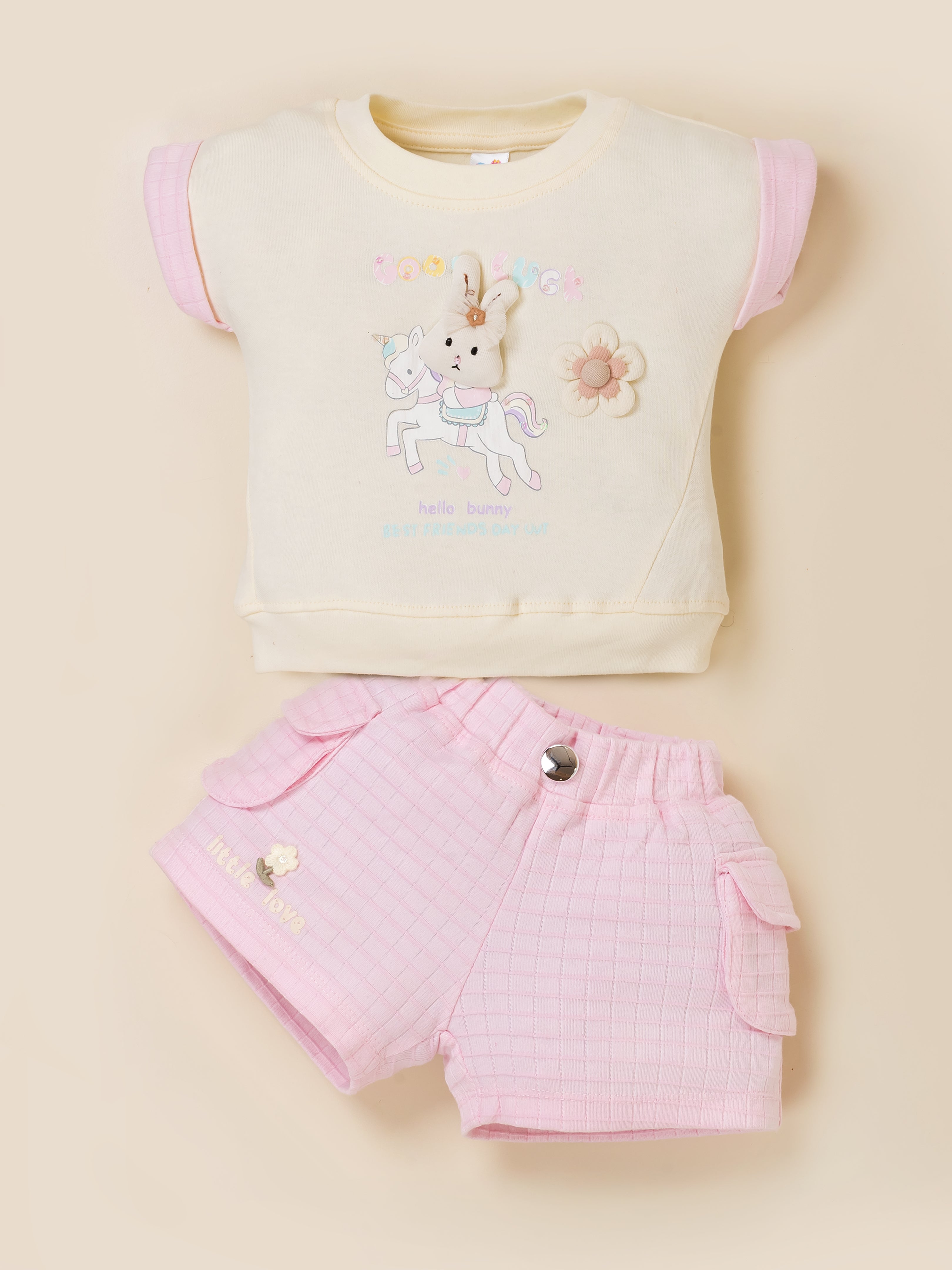 Baby Girl Cotton Top & Shorts Set