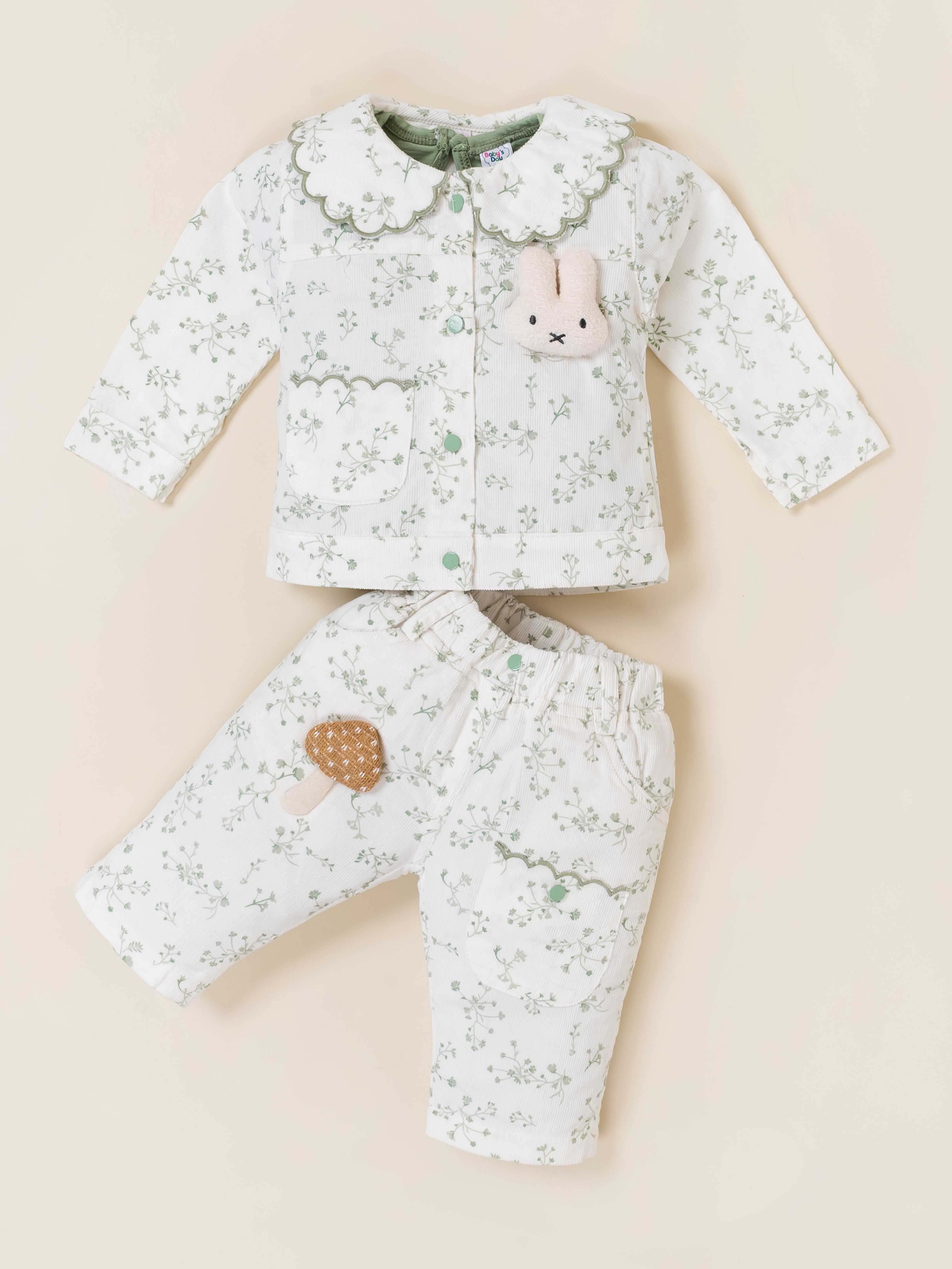 Baby Girl Jacket with Inner Top and pant Set
