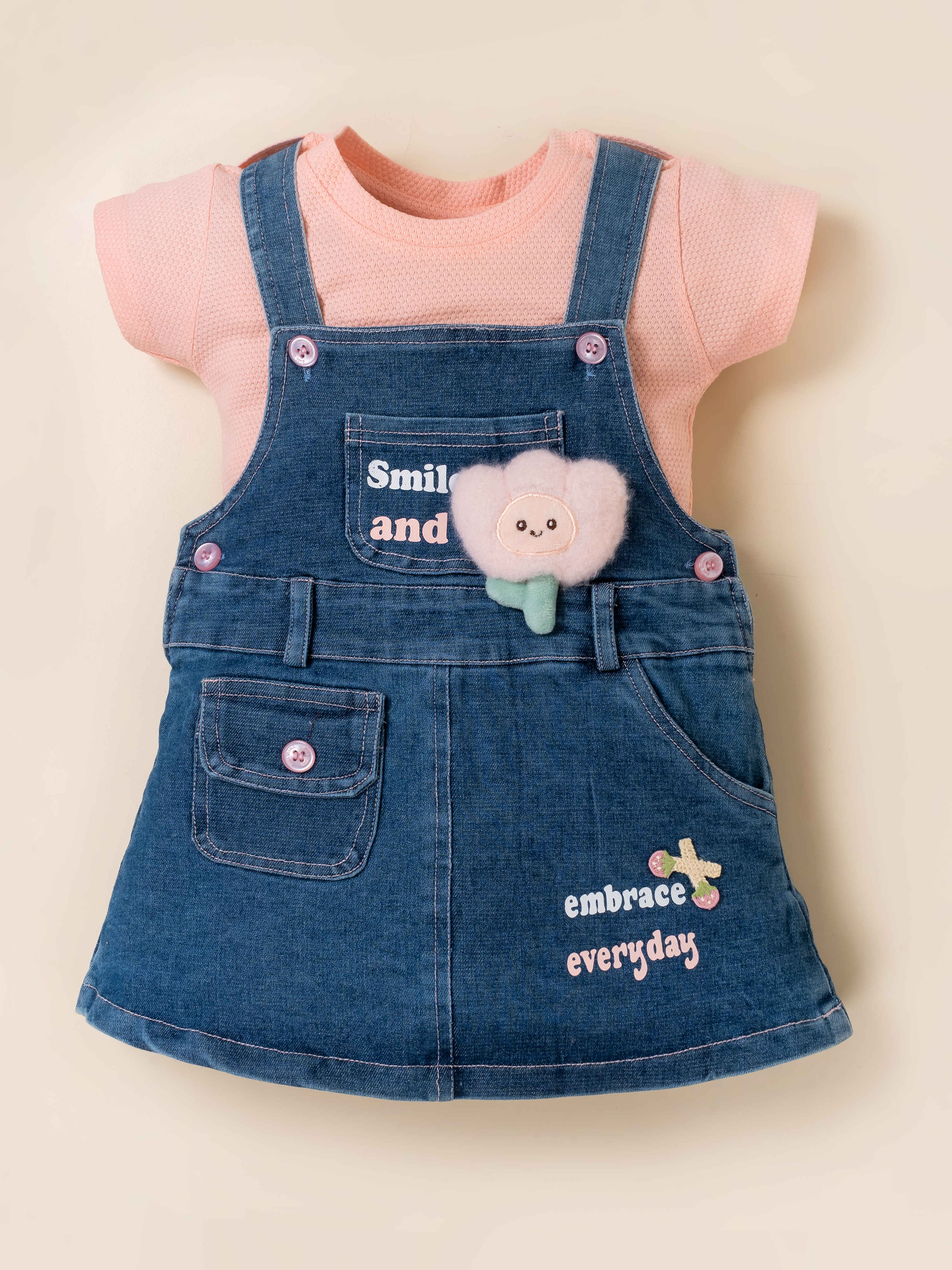 Girls Casual Denim Dungaree Set