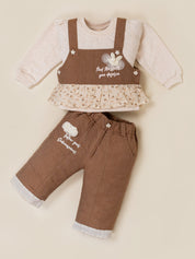 Girls Top and Wide Leg Pant with Sleeveless Overlay