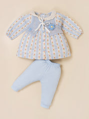 Baby Girls Floral Print Top with Knit Vest & Bottom Set